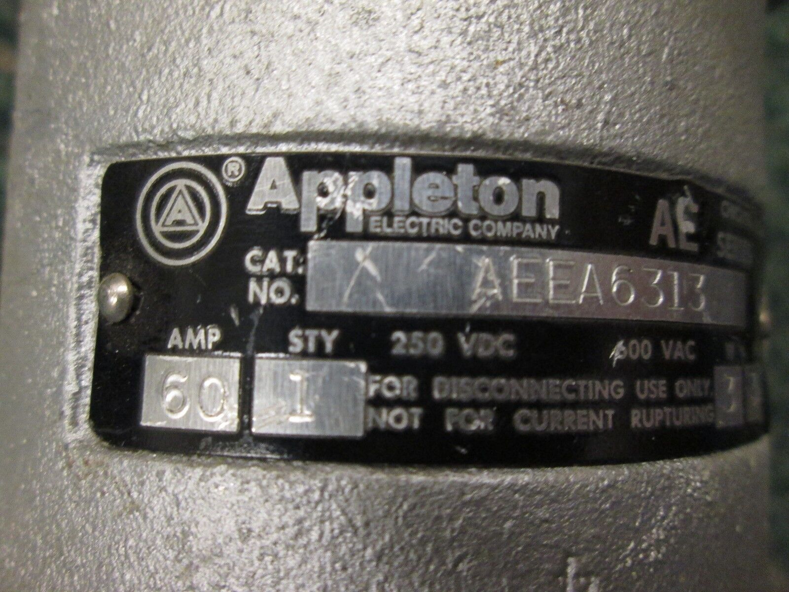 Appleton Receptacle AEEA6313 60A 600V 3W 3P Used