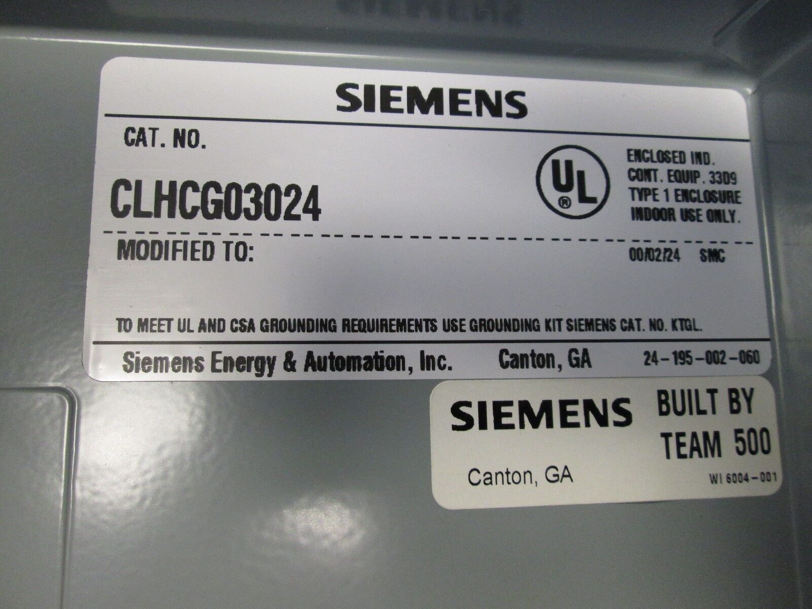 Siemens Lighting Contactor CLHCG03024 30A 3P 24V Coil Nema 1 New Surplus