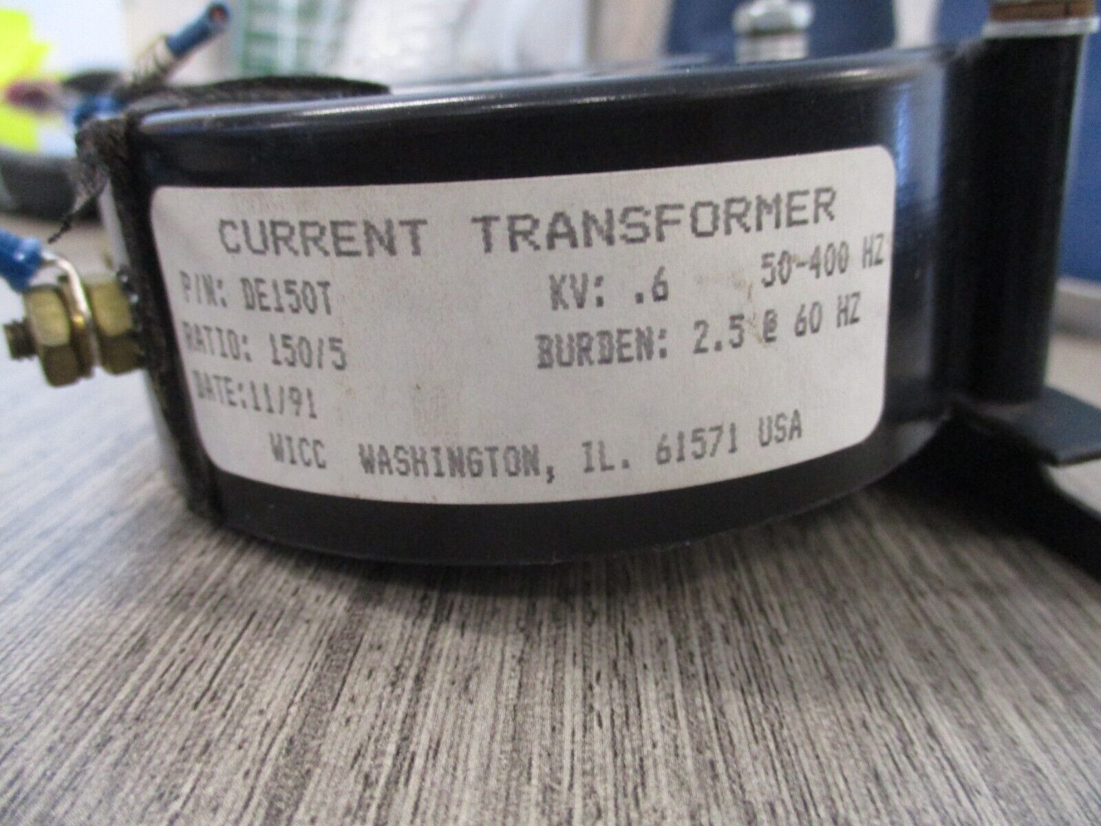 WICC Current Transformer DE150T Ratio 150:5A 50-400Hz Used