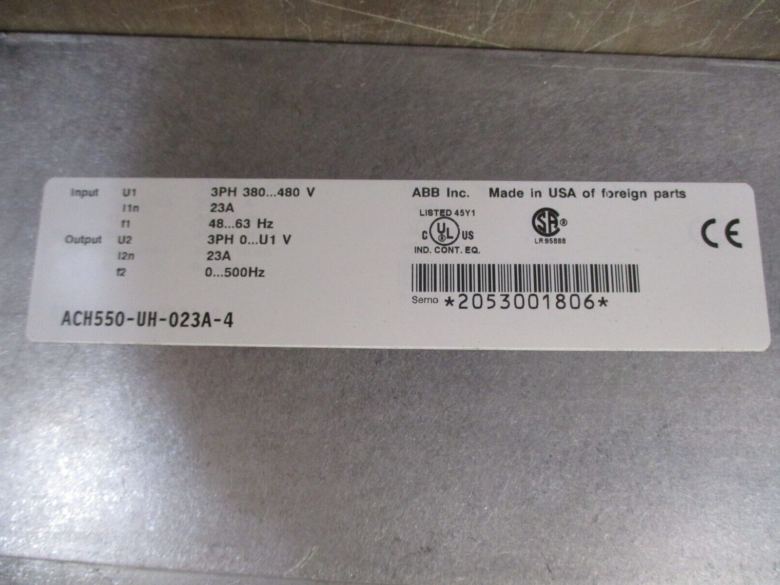 ABB ACH550 AC Drive ACH550-UH-023A-4 15HP 3Ph w/ Keypad Used