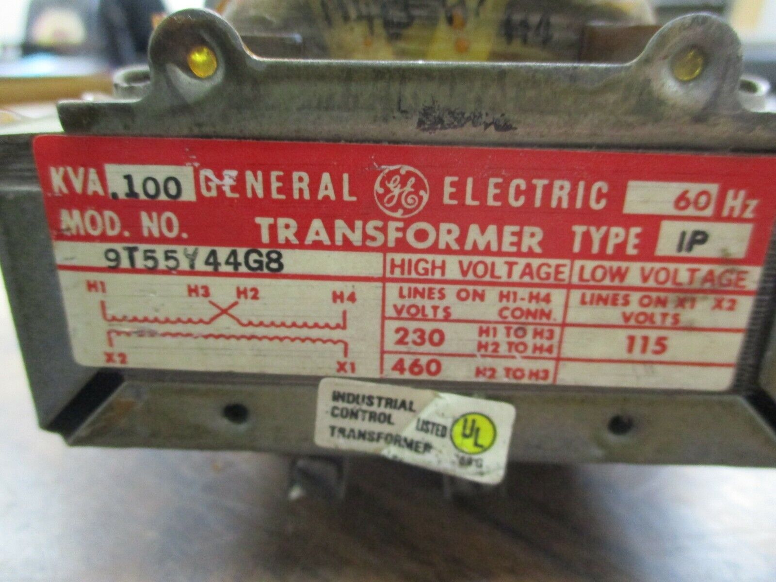 GE Type IP Transformer 9T55Y44G8 0.100KVA Pri: 230/460V Sec: 115V 60Hz Used