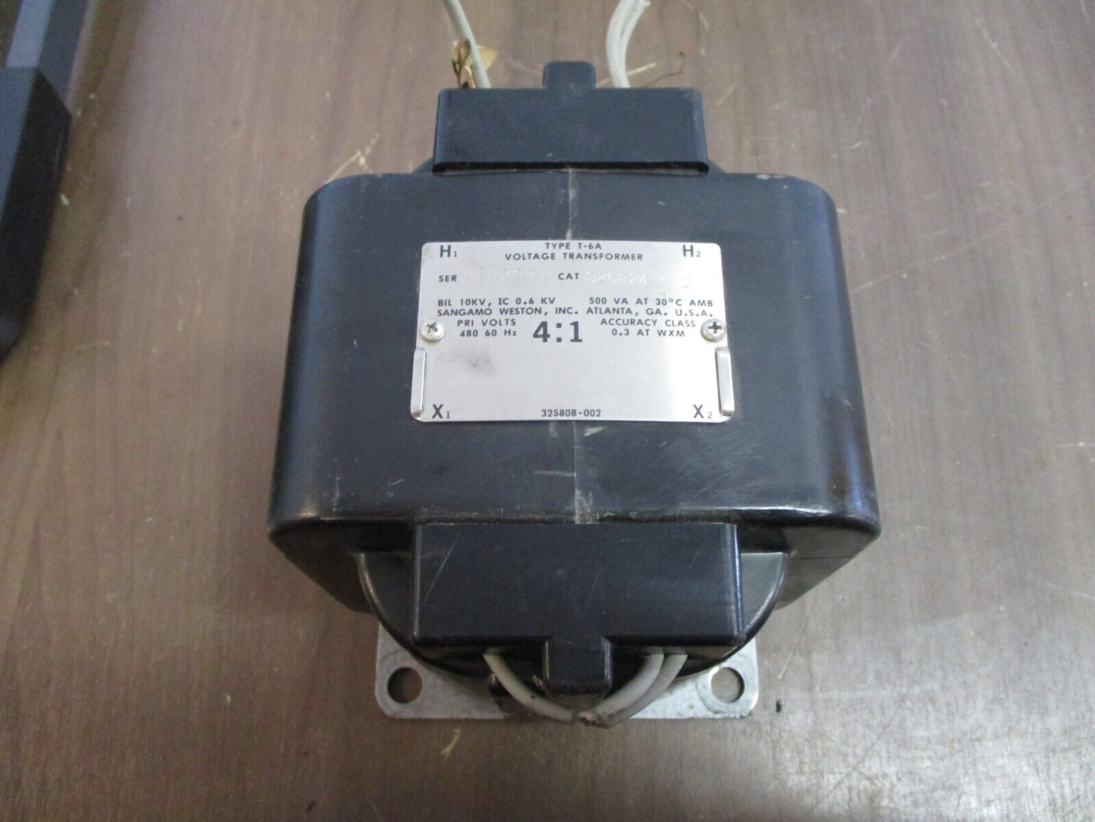 Sangamo Weston Type T-6A Voltage Transformer 325824 002 Ratio 4:1 Pri: 480V 60Hz