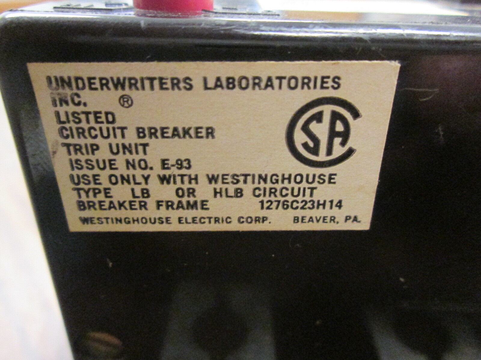 Westinghouse AB De-Ion Trip Unit 200A 3P Used