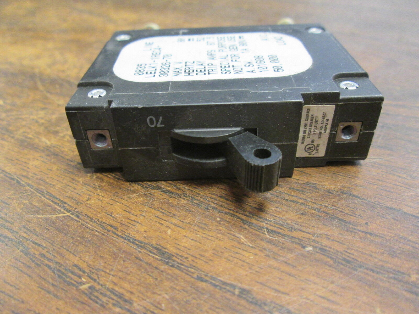 Airpax DC Circuit Breaker LELK1-1REC4-30326-70 70A 80VDC 1P Used