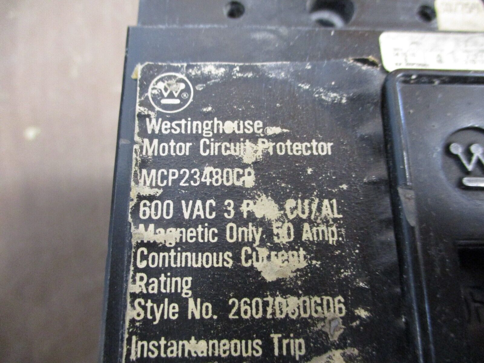 Westinghouse Manual Motor Protector MCP23480CR Trip: 160-480A 600V 3P Used