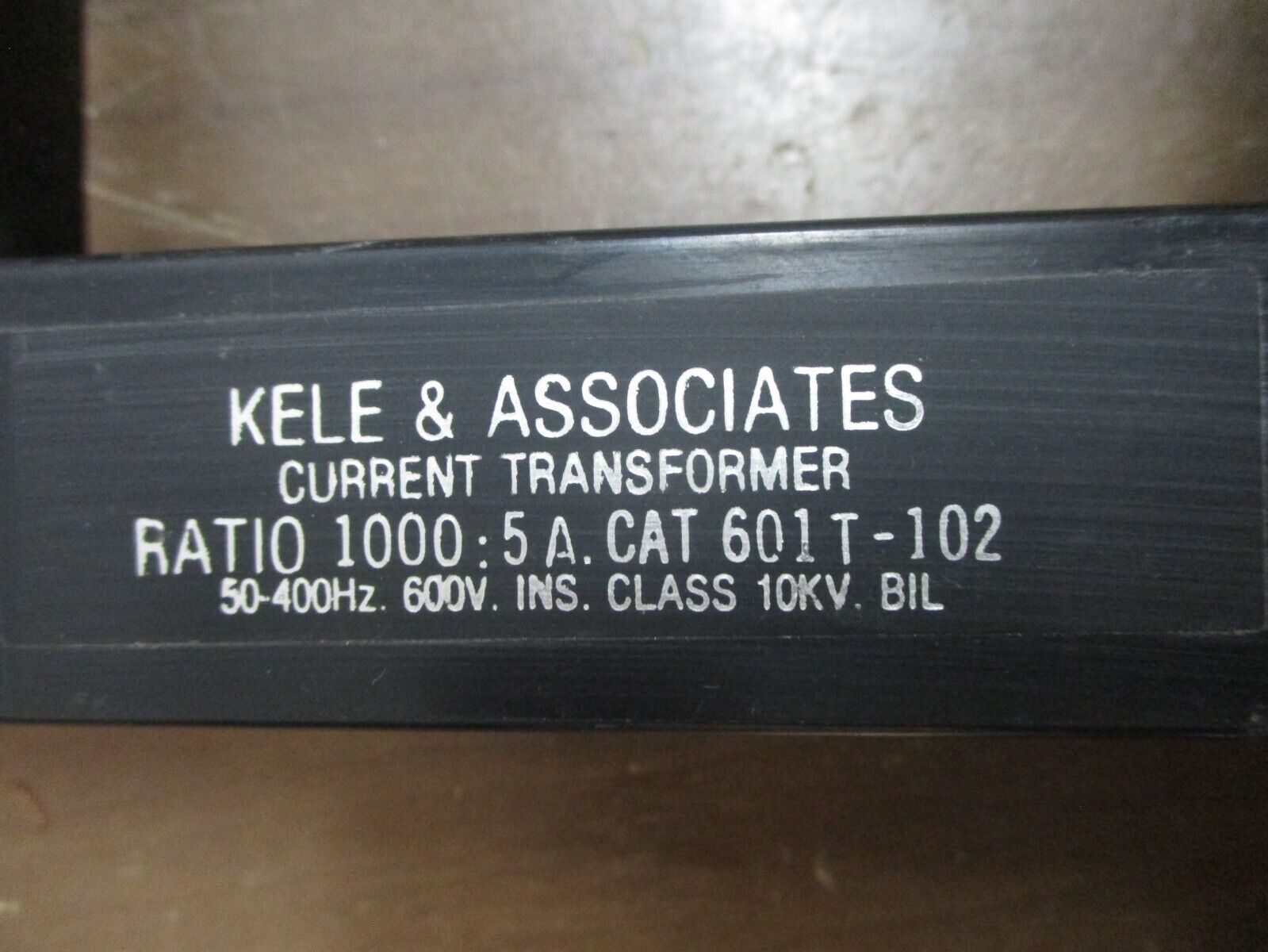 Kele Current Transformer 601T-102 Ratio 1000:5A 600V 50-400Hz 10kV BIL Used