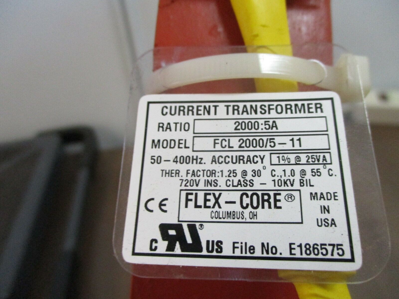 Flex-Core Current Transformer FCL 2000/5-11 Ratio 2000:5A 720V 50-400Hz 10kV BIL