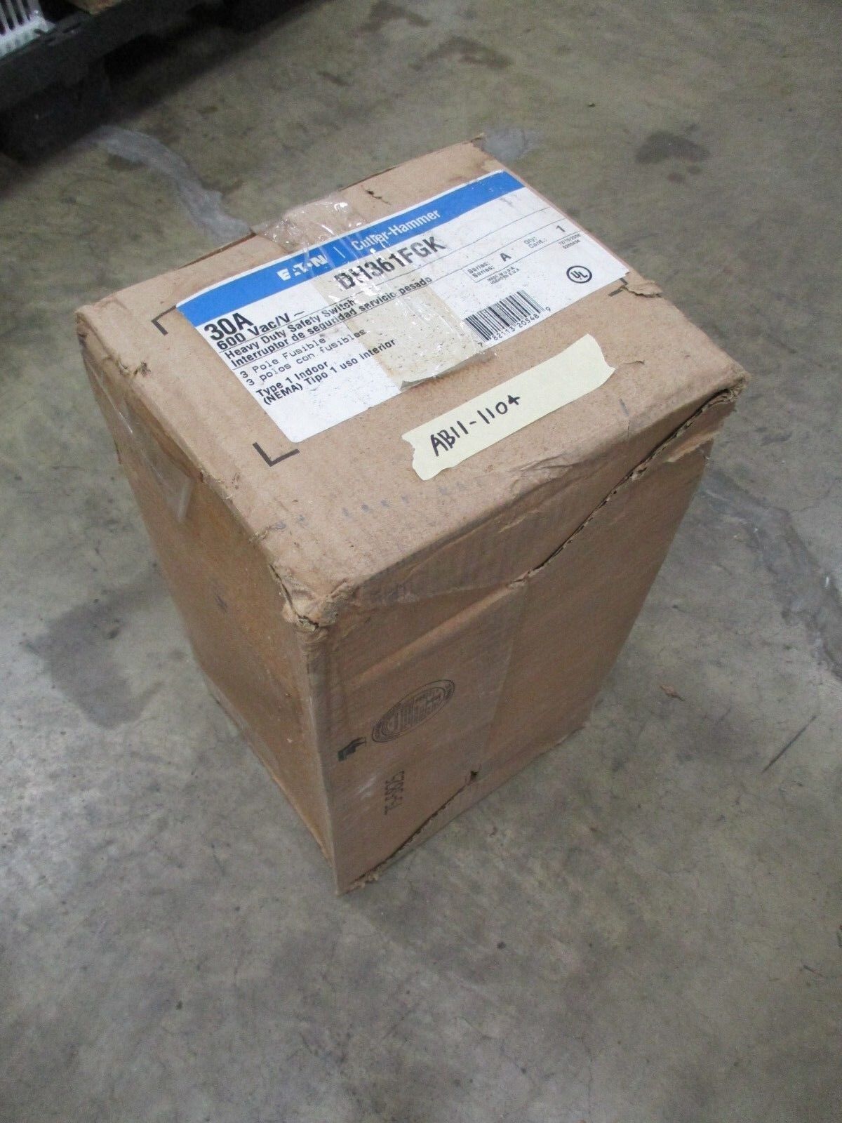 Eaton/Cutler-Hammer Fusible Safety Switch / Disconnect DH361FGK 30A New Surplus