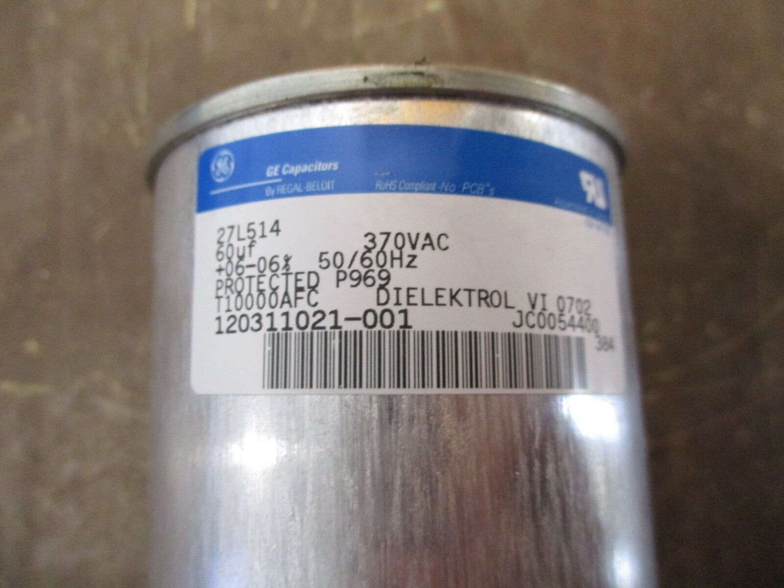 GE Capacitor 27L514 60uF 370V 50/60Hz Used