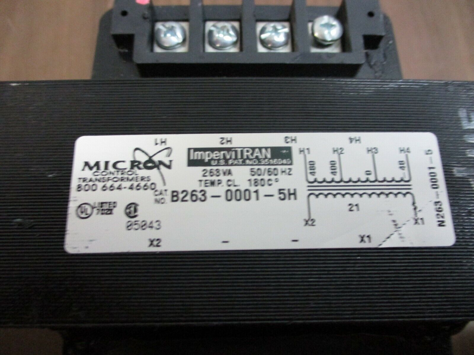 Micron ImperviTRAN Control Transformer B263-0001-5H 263VA Pri: -48/400/480V