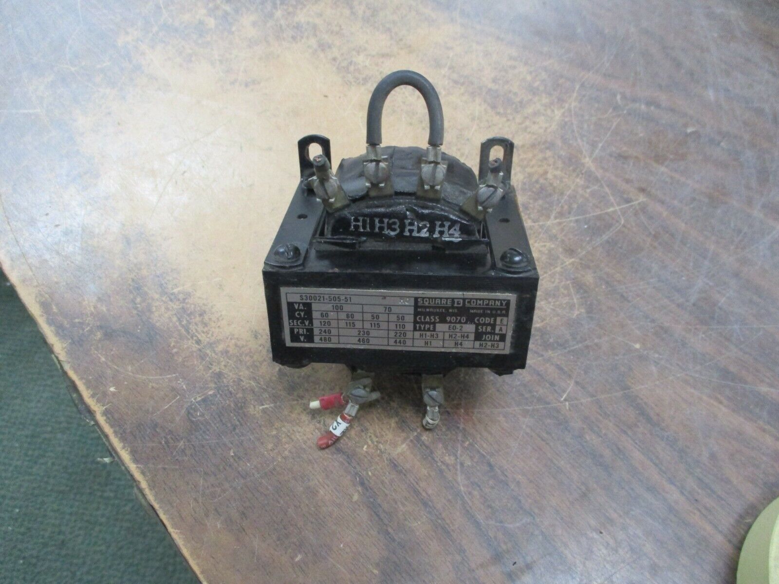 Square D Transformer 9070 E0-2 Ser. A 100VA Pri: 240/480V Sec: 120V Used