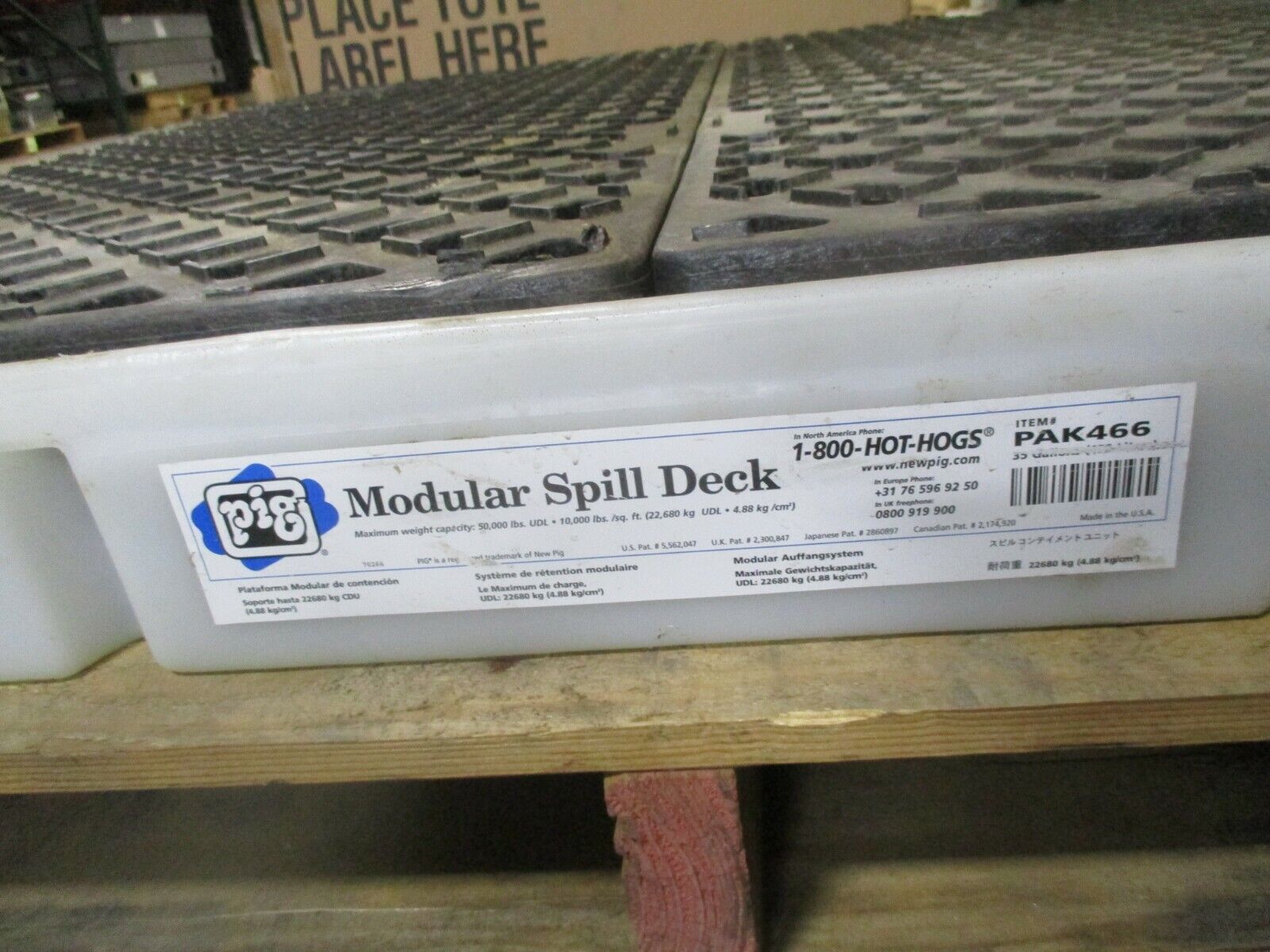 Pig Modular Spill Deck PAK466 Size: 54.5x54.5x4.25" 55000lbs 35Gal Sump. Used