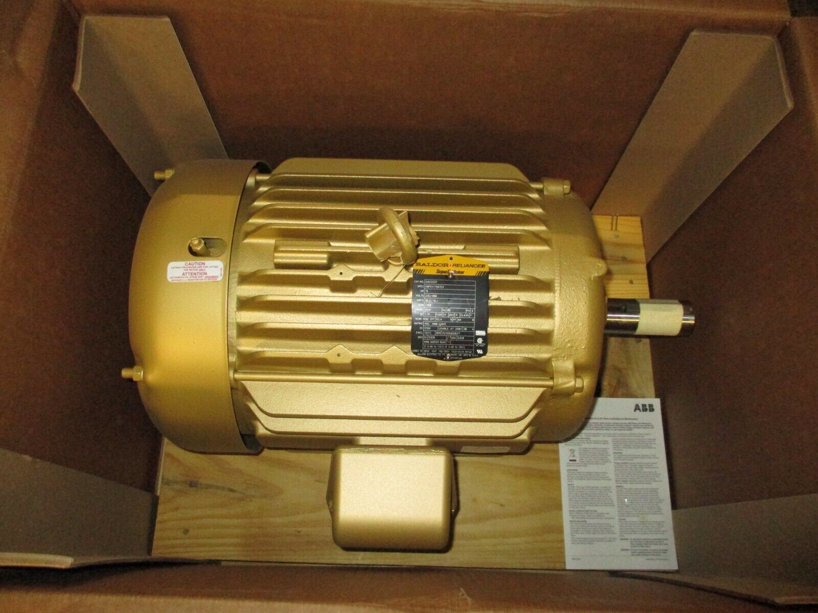 Baldor Motor EM2333T 15HP 1800RPM 230/460V 36.2/18.1A 3Ph 60Hz New Surplus