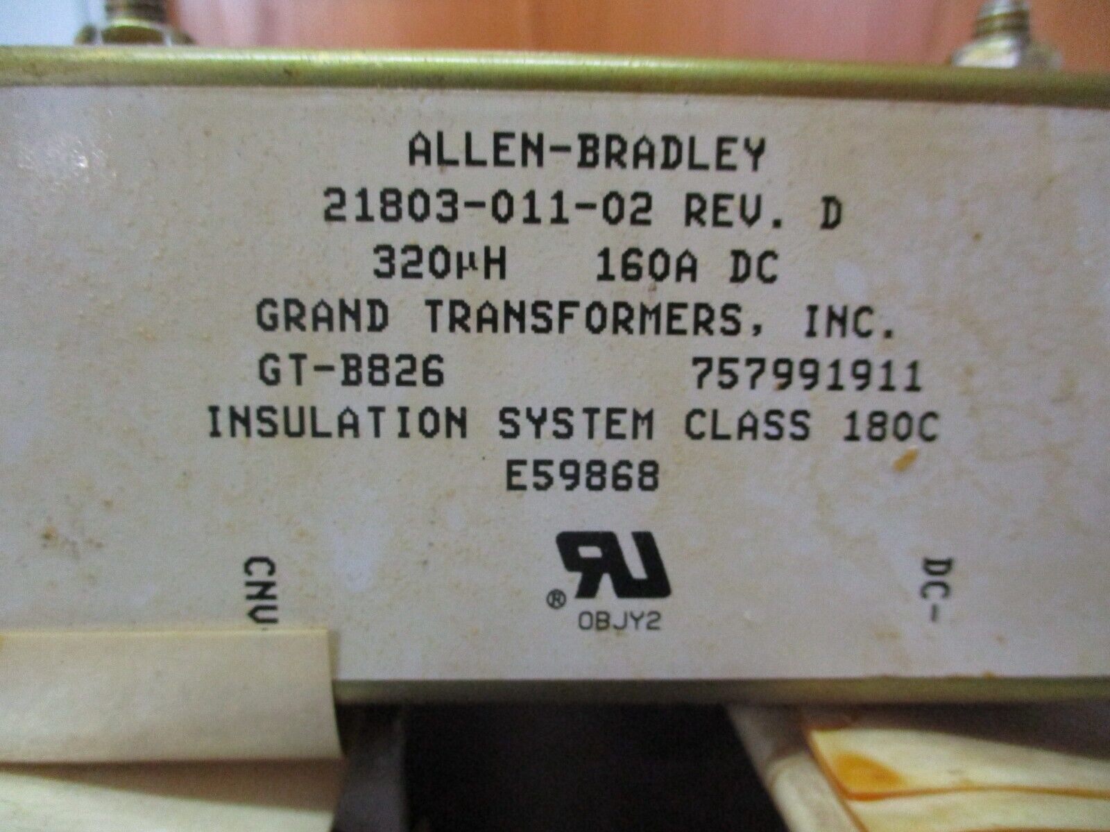 Allen-Bradley DC Link Choke 21803-011-02 Rev. D 320uH 160A Used