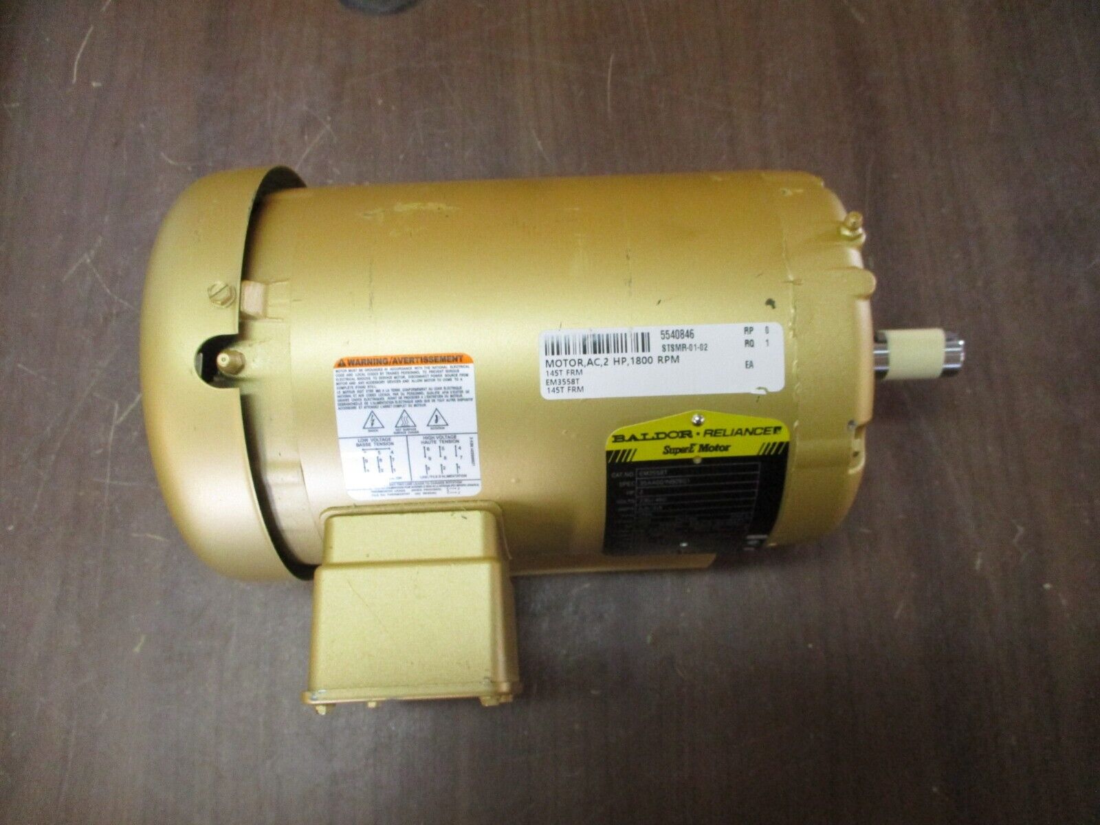 Baldor Motor EM3558T 2HP 1800RPM 230/460V 5.8/2.9A 3Ph 60Hz *No Box* New Surplus