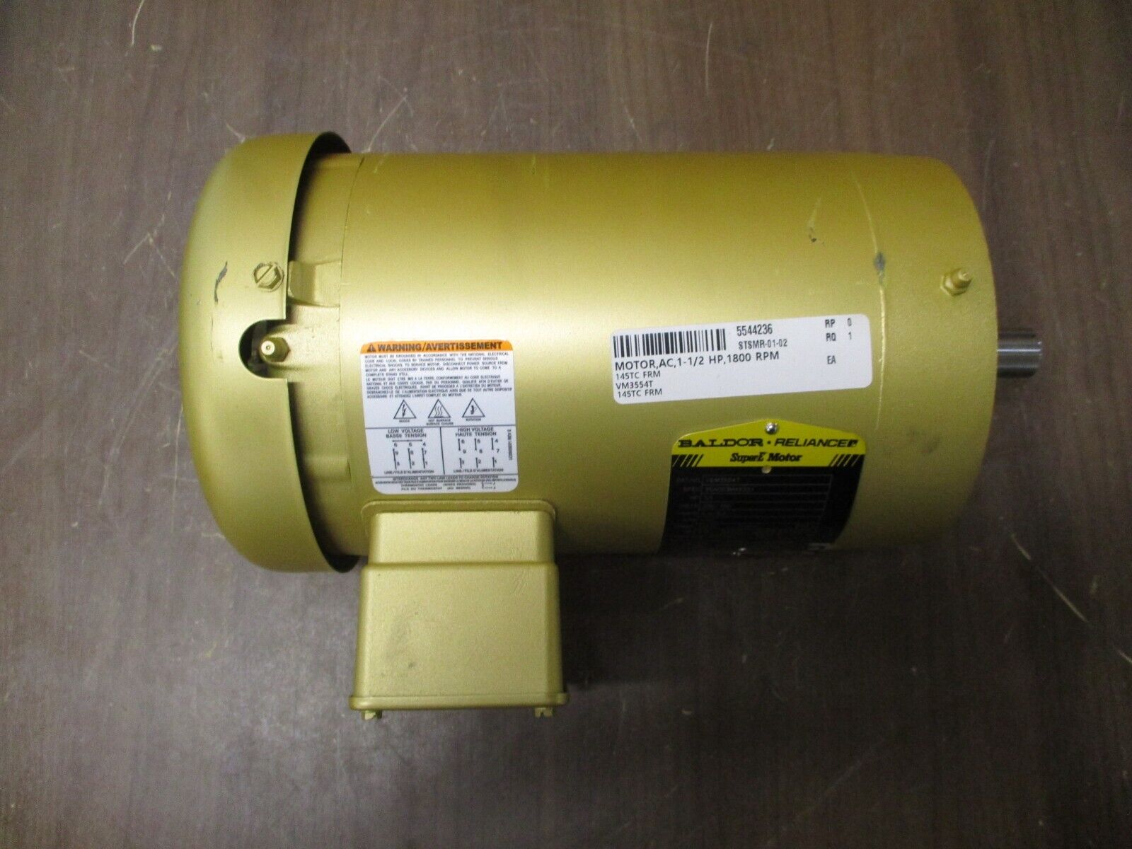 Baldor Motor VEM3554T 1.5HP 230/460V 4.4/2.2A 1800RPM 3Ph 60Hz New Surplus