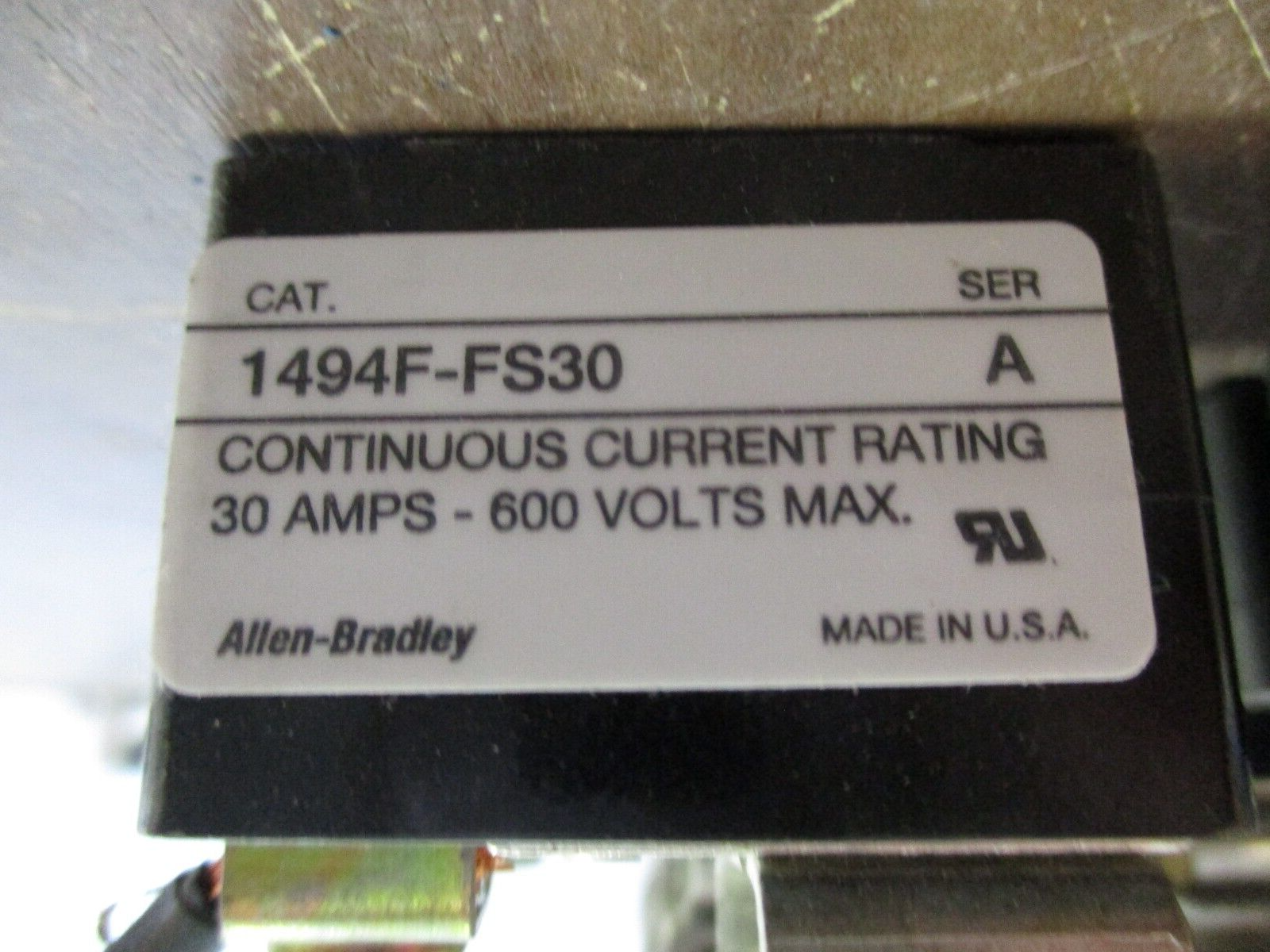 Allen-Bradley Fuse Holder 1494F-FS30 Ser. A 30A 600V 3P w/ (3) 15A Fuses Used