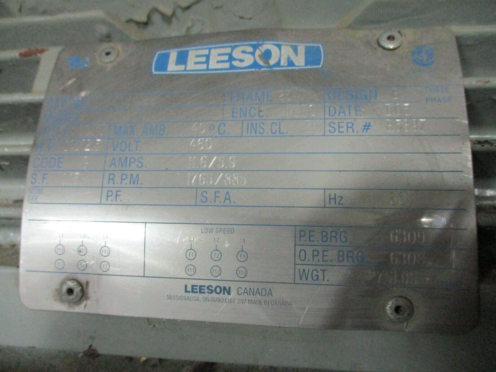 Leeson AC Motor 15054122 10HP 1800RPM 460V 251T Frame TEFC Enclosure Used