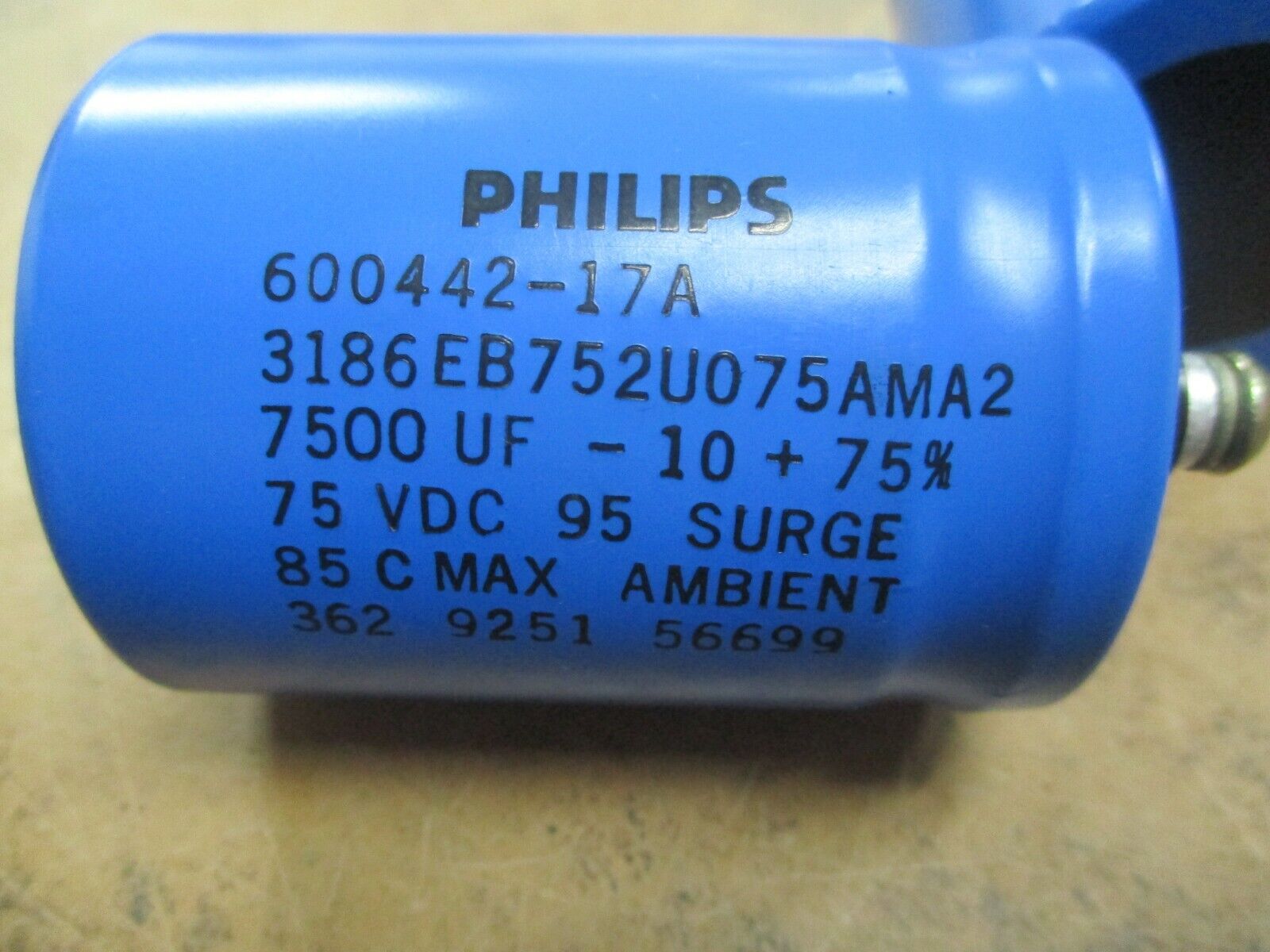 Philips Capacitor 600442-17A 7500UF 75VDC *Lot of 2* Used