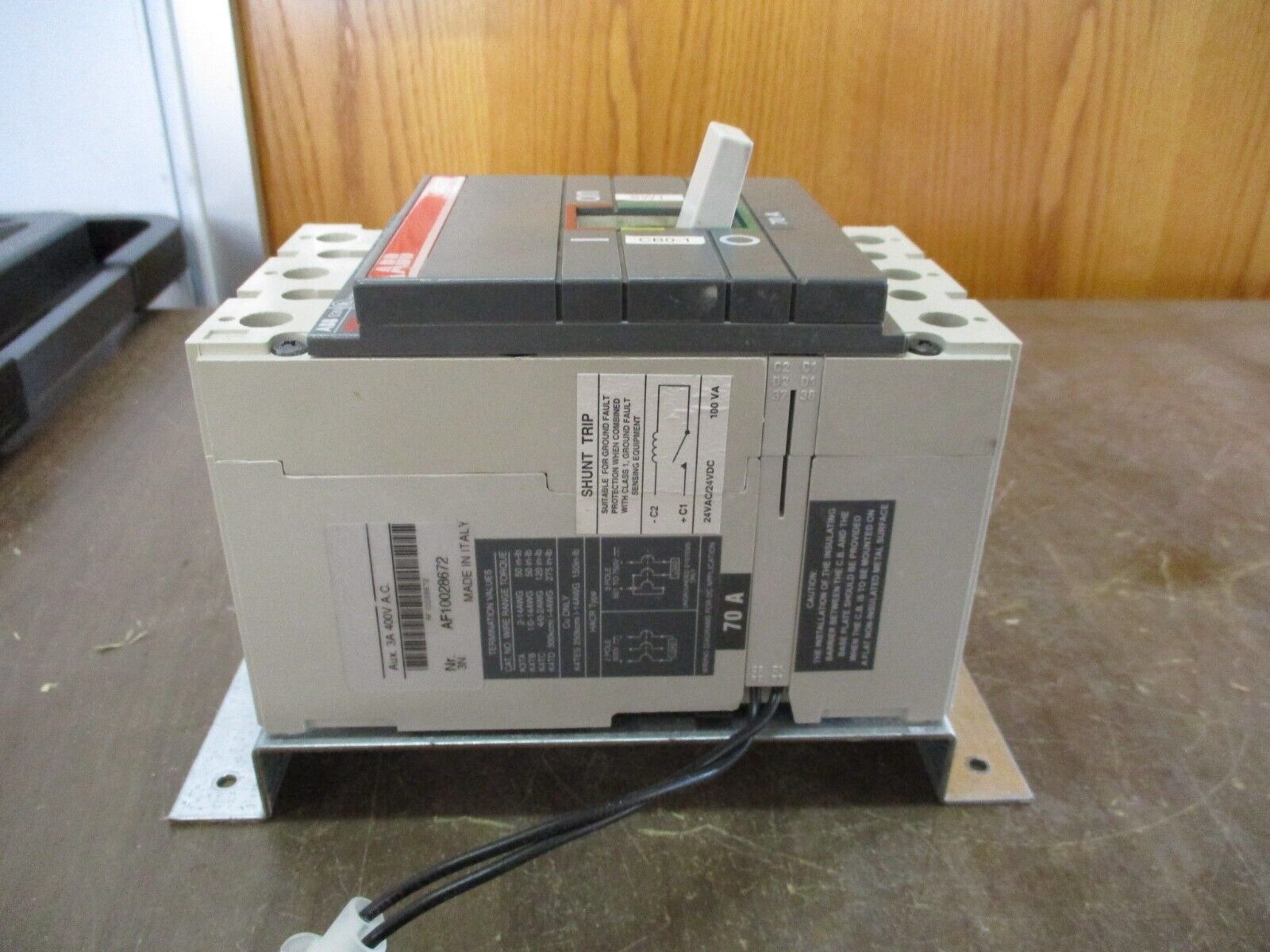 ABB Sace S3 Circuit Breaker S3N 70A 600V 3P w/ Mounting Bracket Used