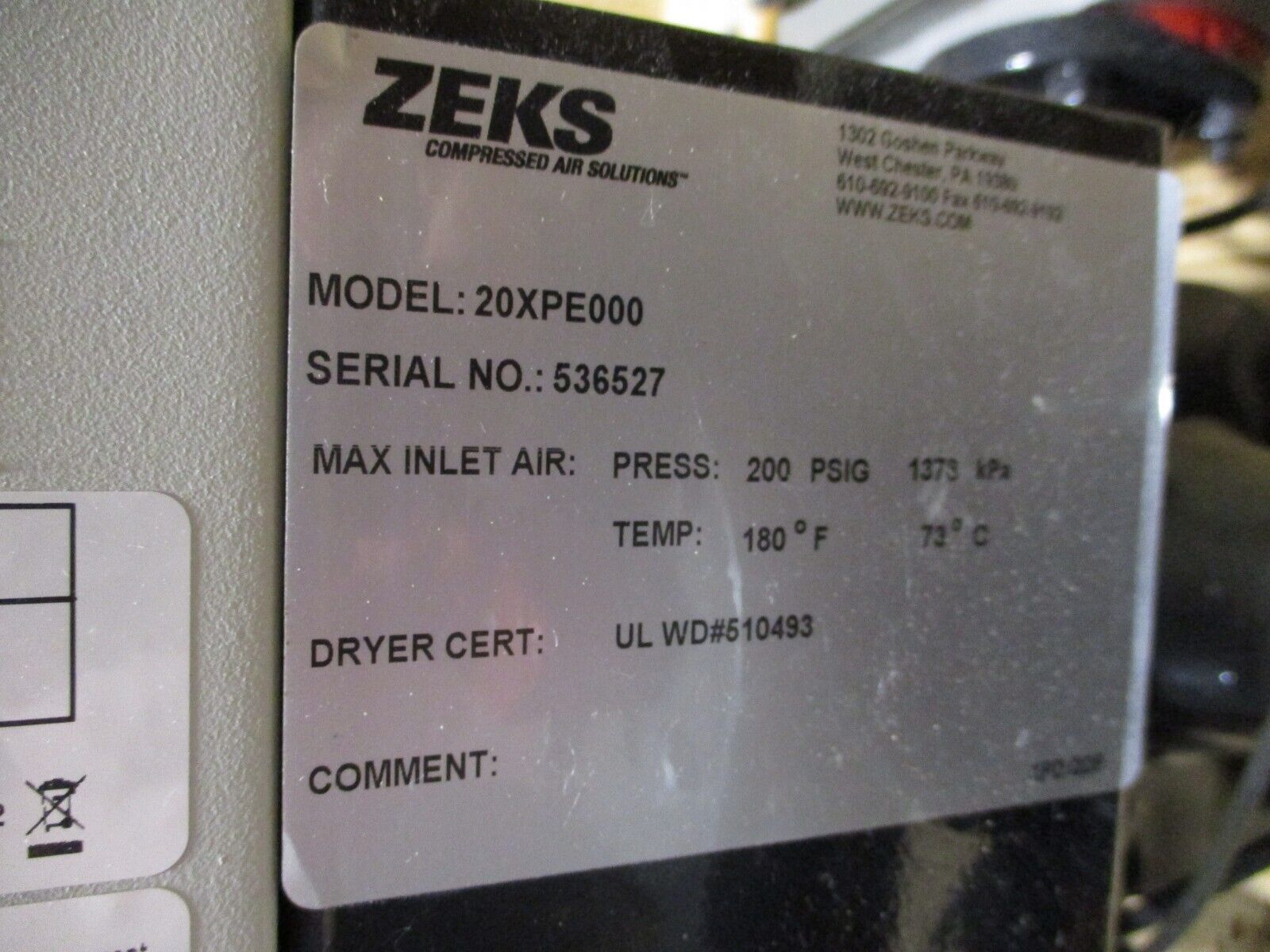 Zeks XpandAir Precision Pressure & Flow Controller 20XPE000 200PSIG 180°F