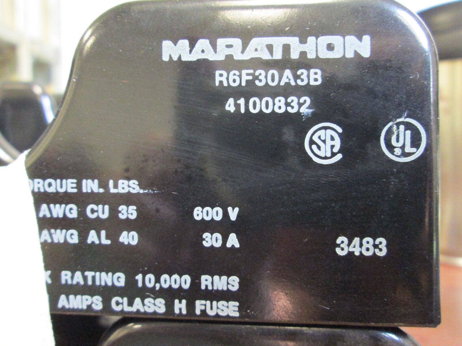 Marathon  Fuse Block  R6F30A3B  30A  600V  3P  *Lot of 2*  Used