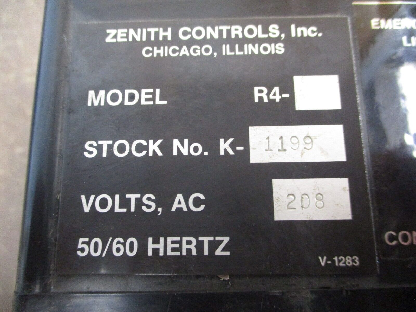 Zenith Controls In-Phase Monitor K-1199 208V 50/60Hz Used