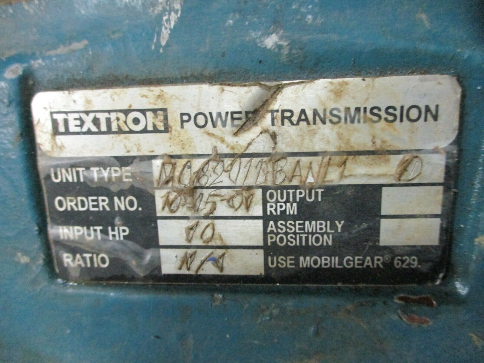 Baldor/Textron Gearmotor IDXM7570T/M082011.BANL1-----D Ratio 11:1 10HP Used