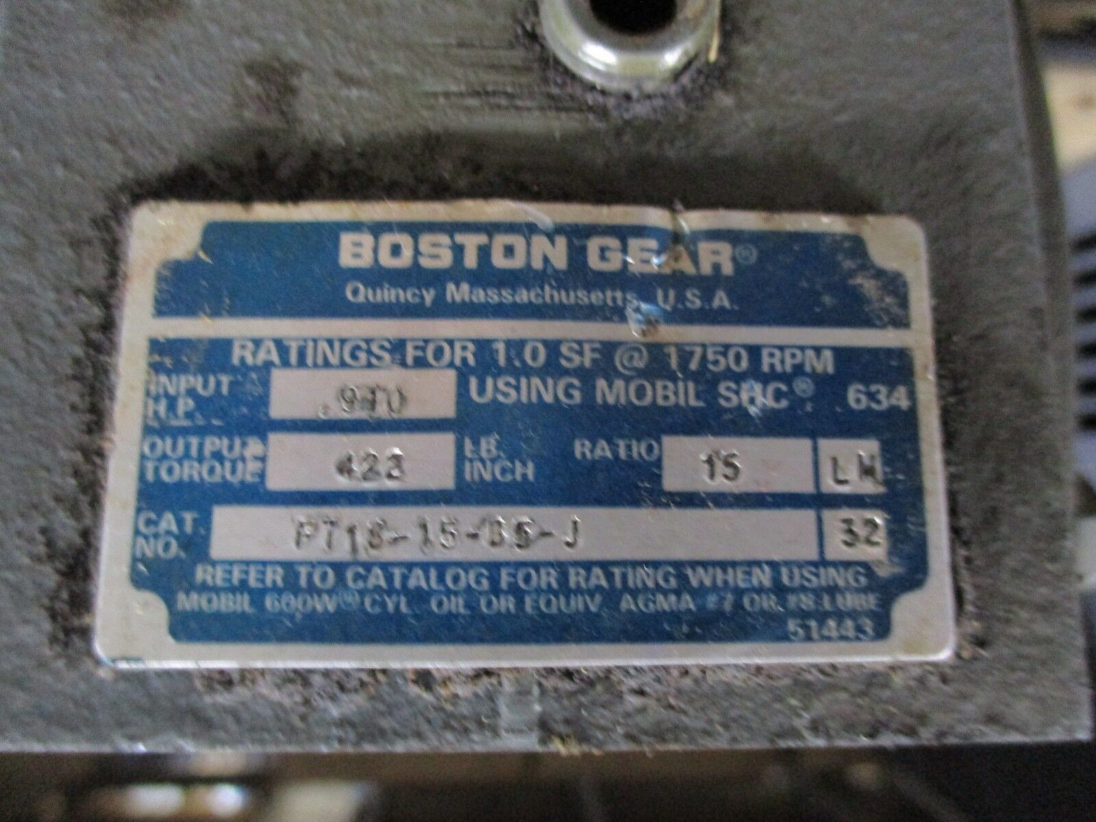 Boston Gear Motor w/Gear 34K29-872 .5HP 1800RPM 208-230/460V 2.1-2/1A Fr: 56C