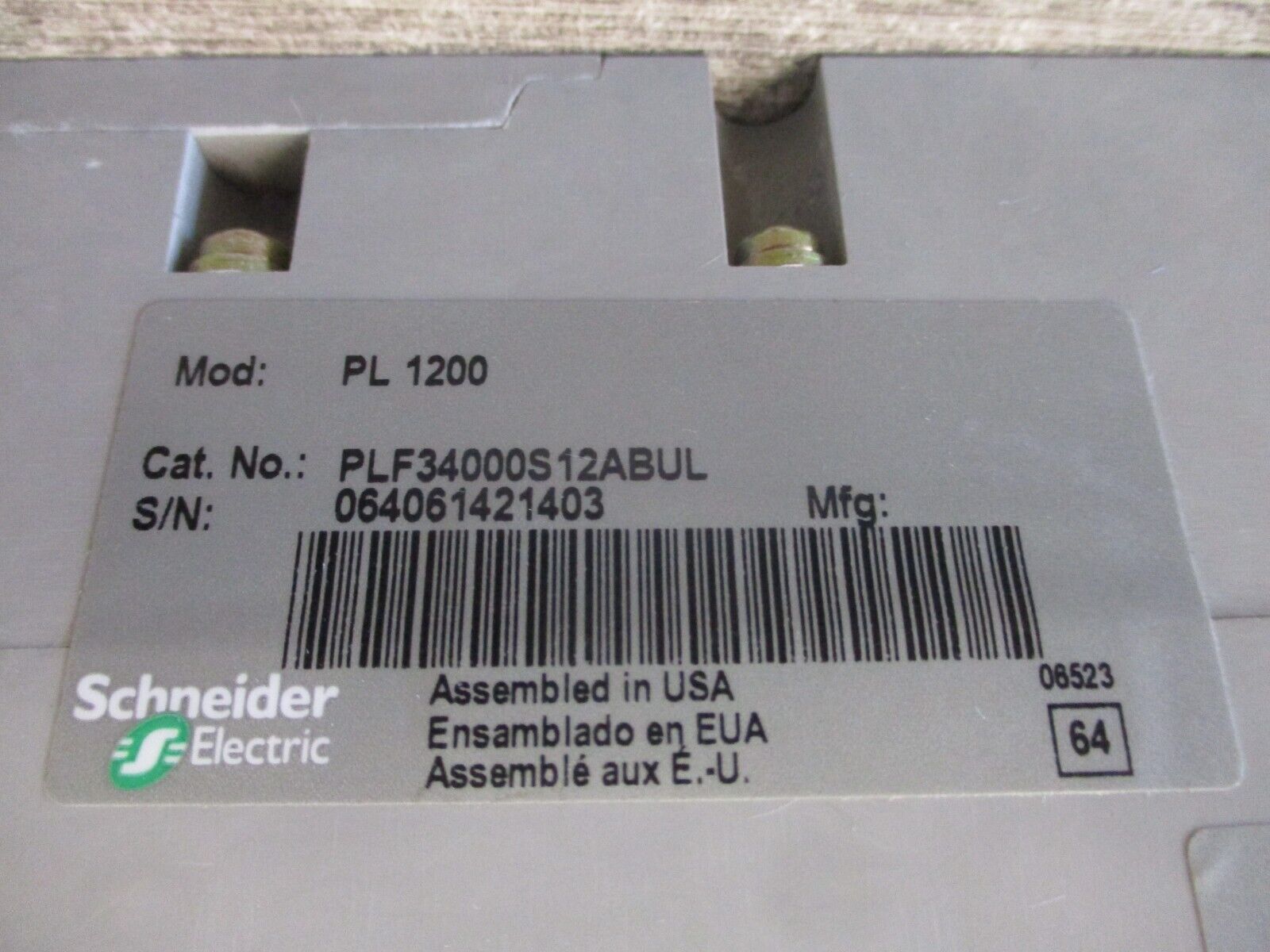 Square D Power Pact Circuit Breaker PL 1200 1200A 480V *No Trip*  Used