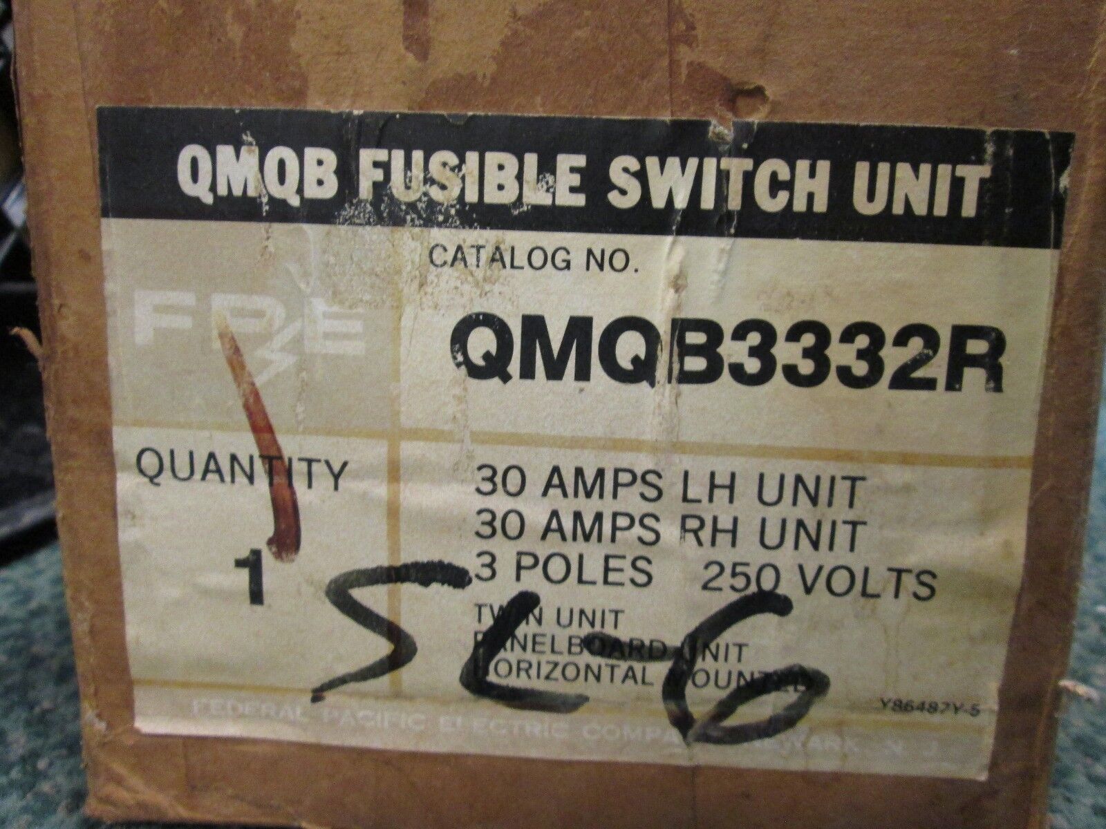 FPE Fusible Panel Board Switch QMQB3332R 30A 240V Twin Switch New Surplus