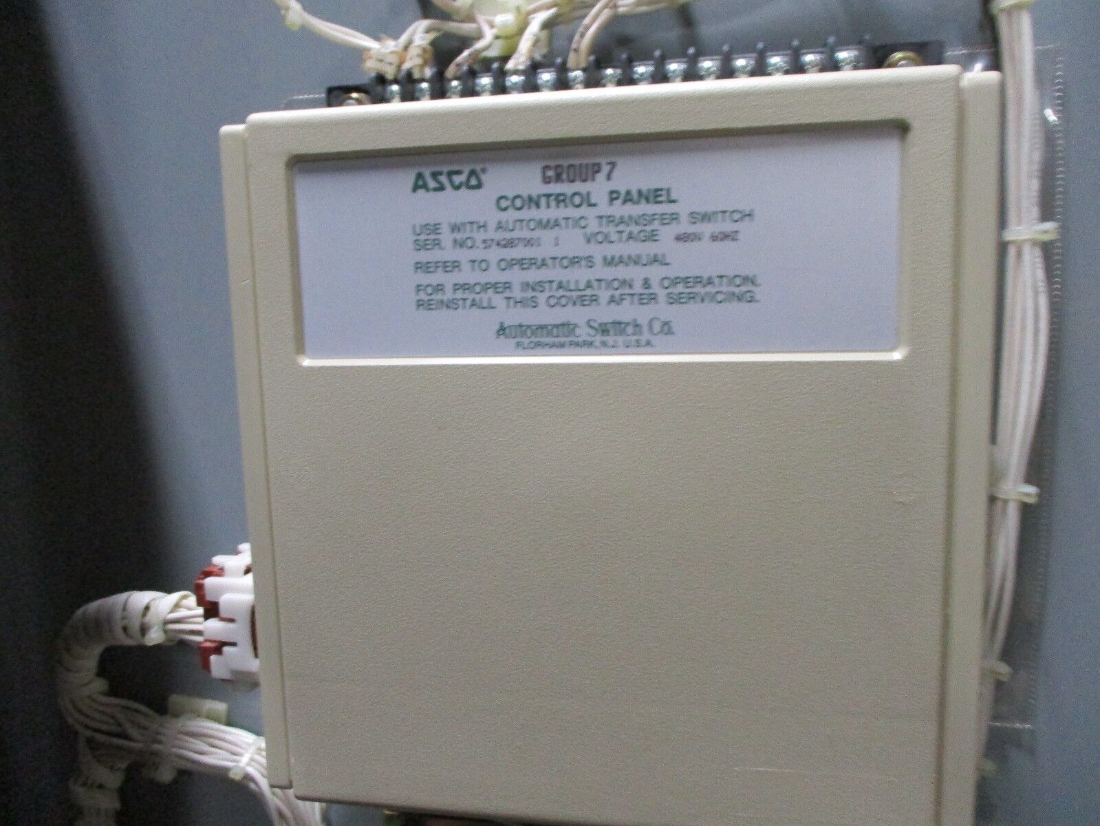 Asco Automatic Transfer Switch 447E7C 380A 480V 60Hz Used