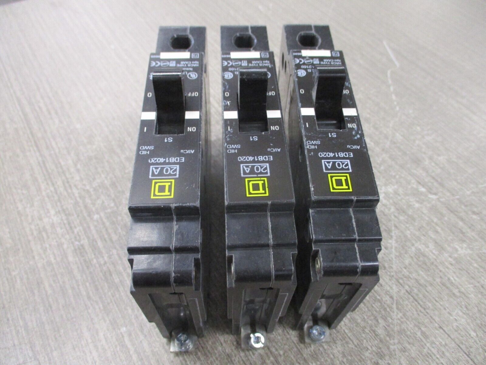 Square D Circuit Breaker EDB14020 20A 277V 1P *Lot of 3* Used