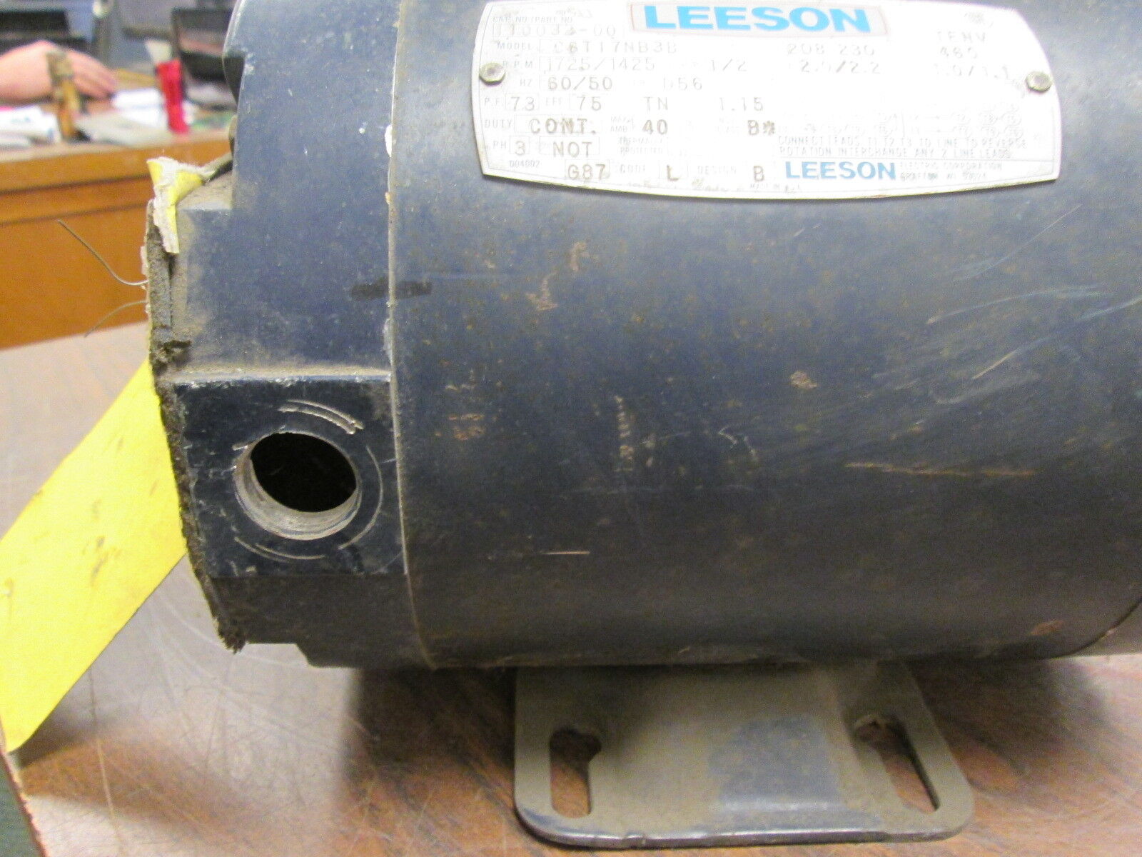 Leeson C6T17NB3B AC Motor 110032-00 ½HP 1725/1425RPM FR:D56 ENCL:TENV Used