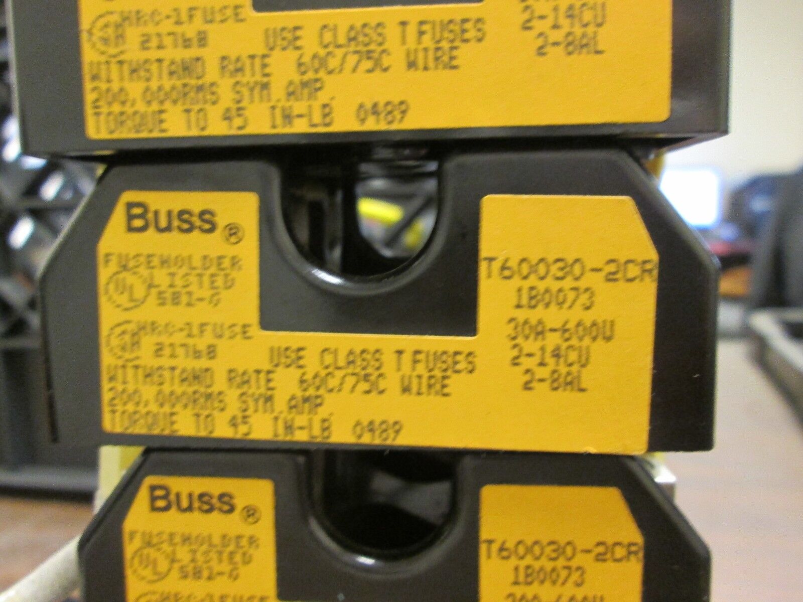 Buss Fuseholder T60030-2CR 30A 600V 2P Lot of 5 Used