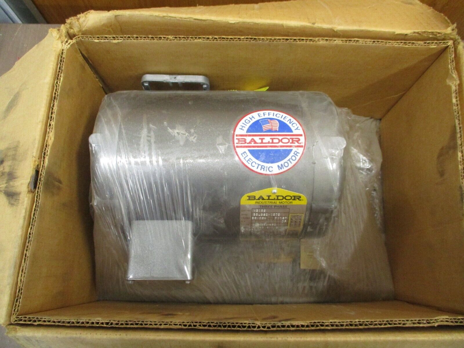 Baldor Motor M3156 1HP 1200RPM 208-230/460V 4.0-3.8/1.9A 3Ph 60Hz New Surplus