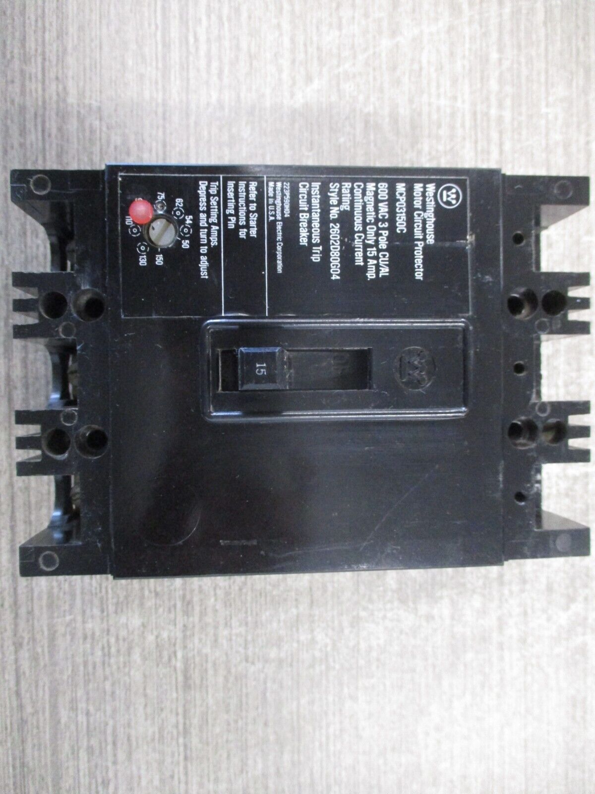 Westinghouse Motor Protector Circuit Breaker MCP03150C Trip: 50-150A 600V 3P