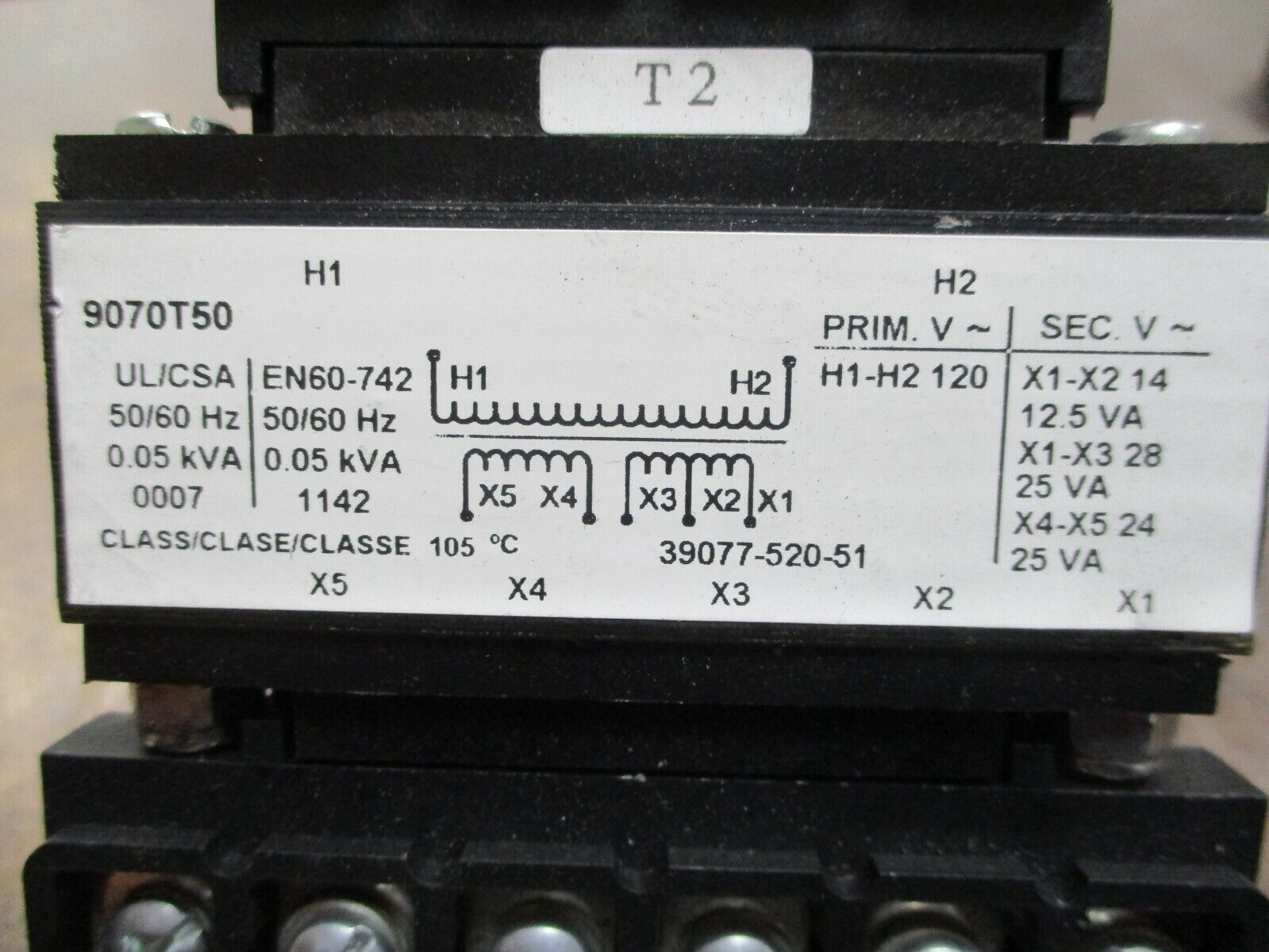 Square D Control Transformer 9070T50 0.05kVA Pri: 120V Sec: 12/28/24V 50/60Hz