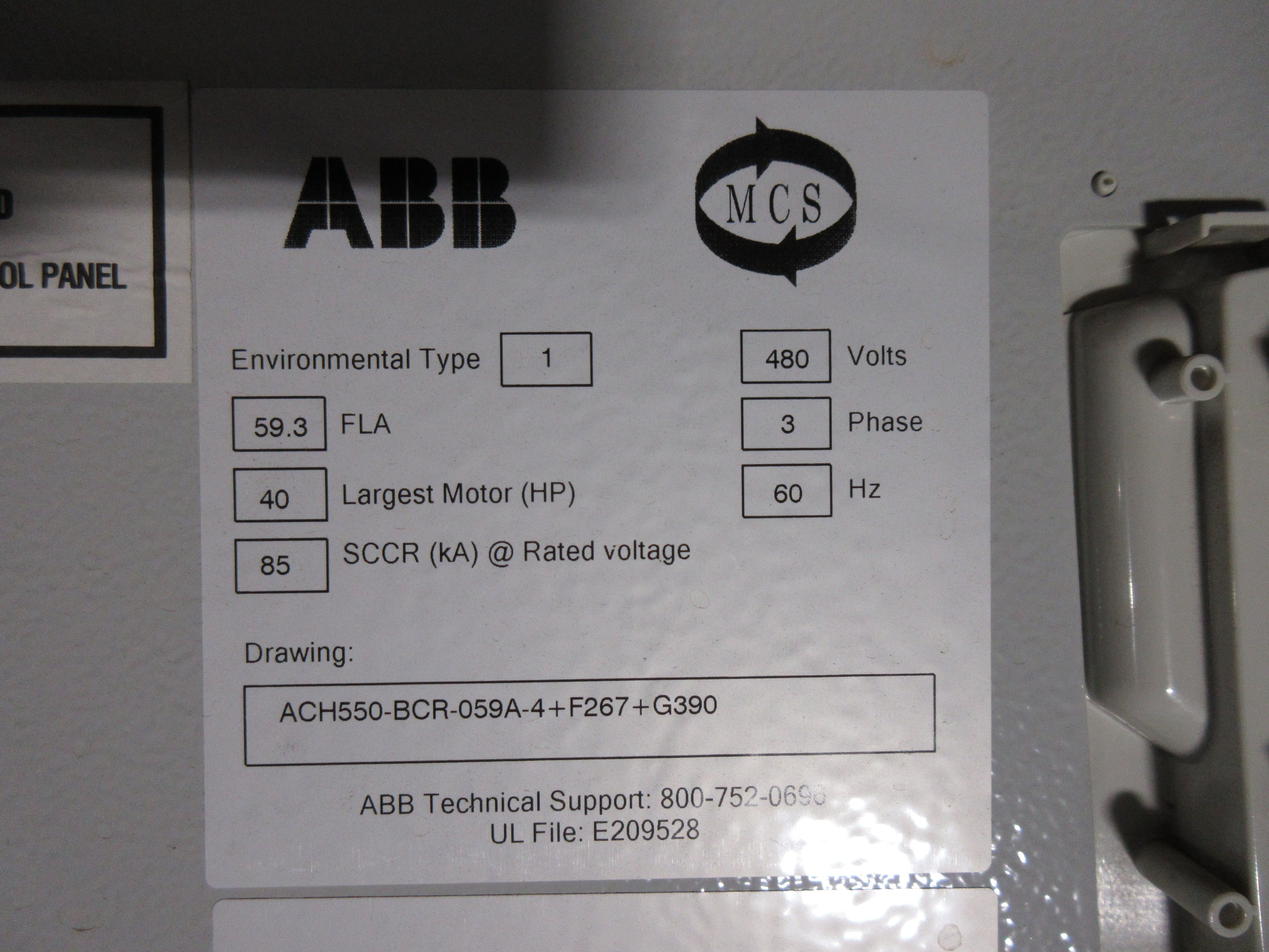 ABB ACH550 AC Drive w/ Bypass ACH550-BCR-059A-4+F267+G390 40HP 480V 3Ph