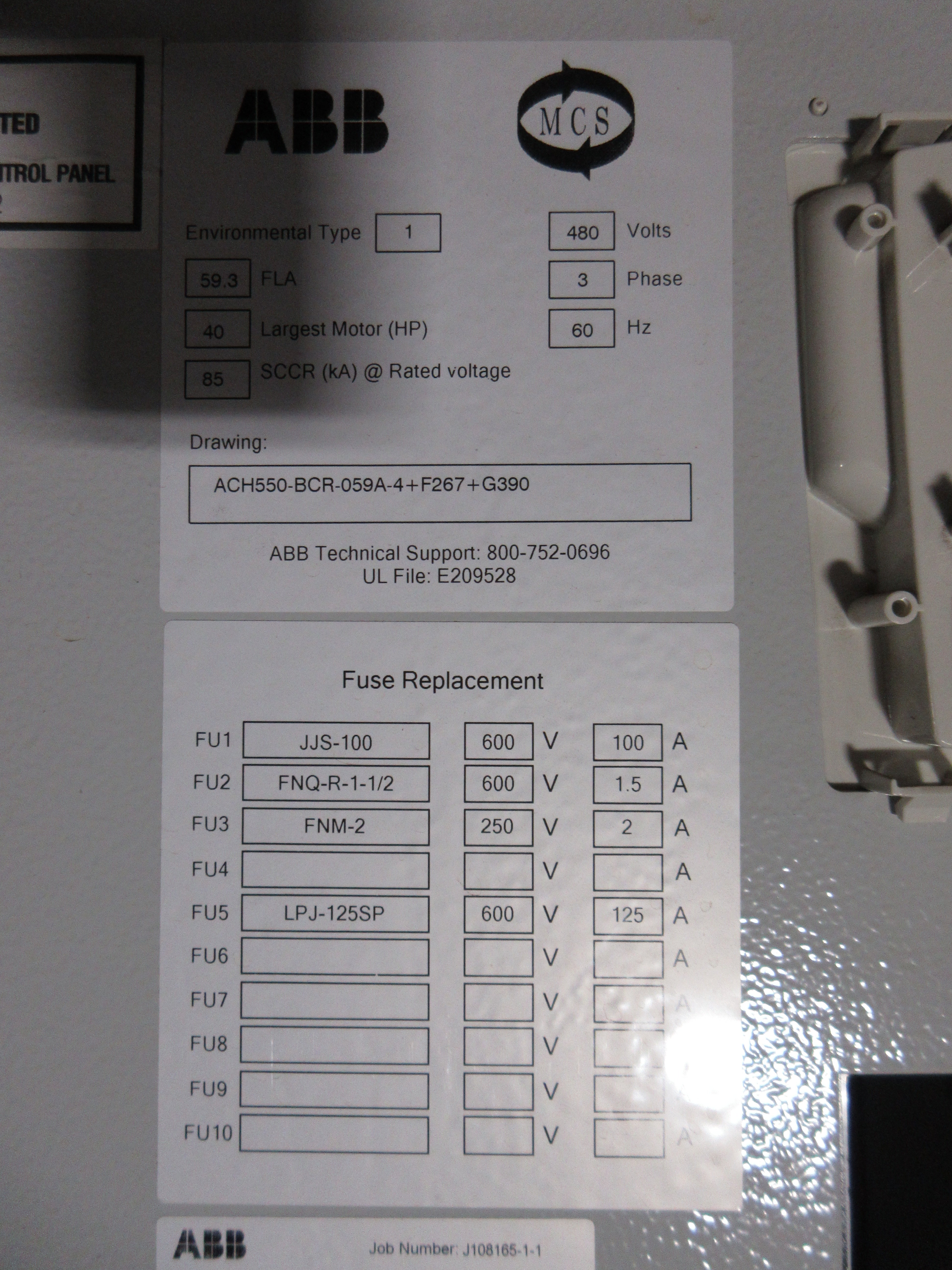 ABB ACH550 AC Drive w/ Bypass ACH550-BCR-059A-4+F267+G390 40HP 480V 3Ph