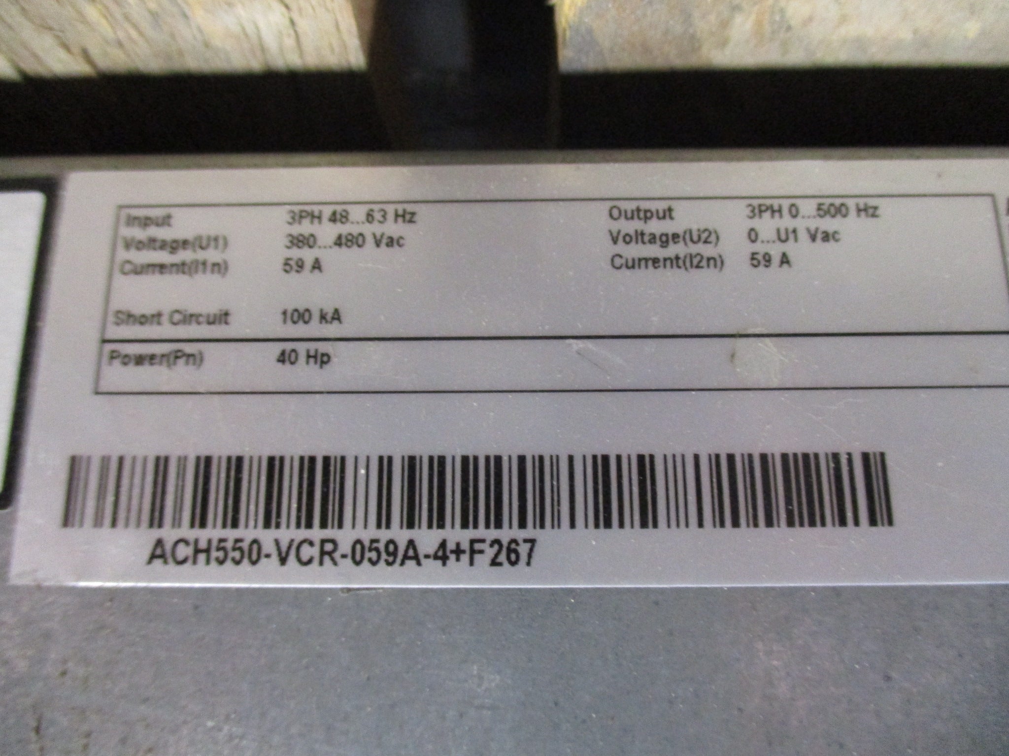 ABB ACH550 AC Drive w/ Bypass ACH550-VCR-059A-4+F267 40HP 3Ph Used