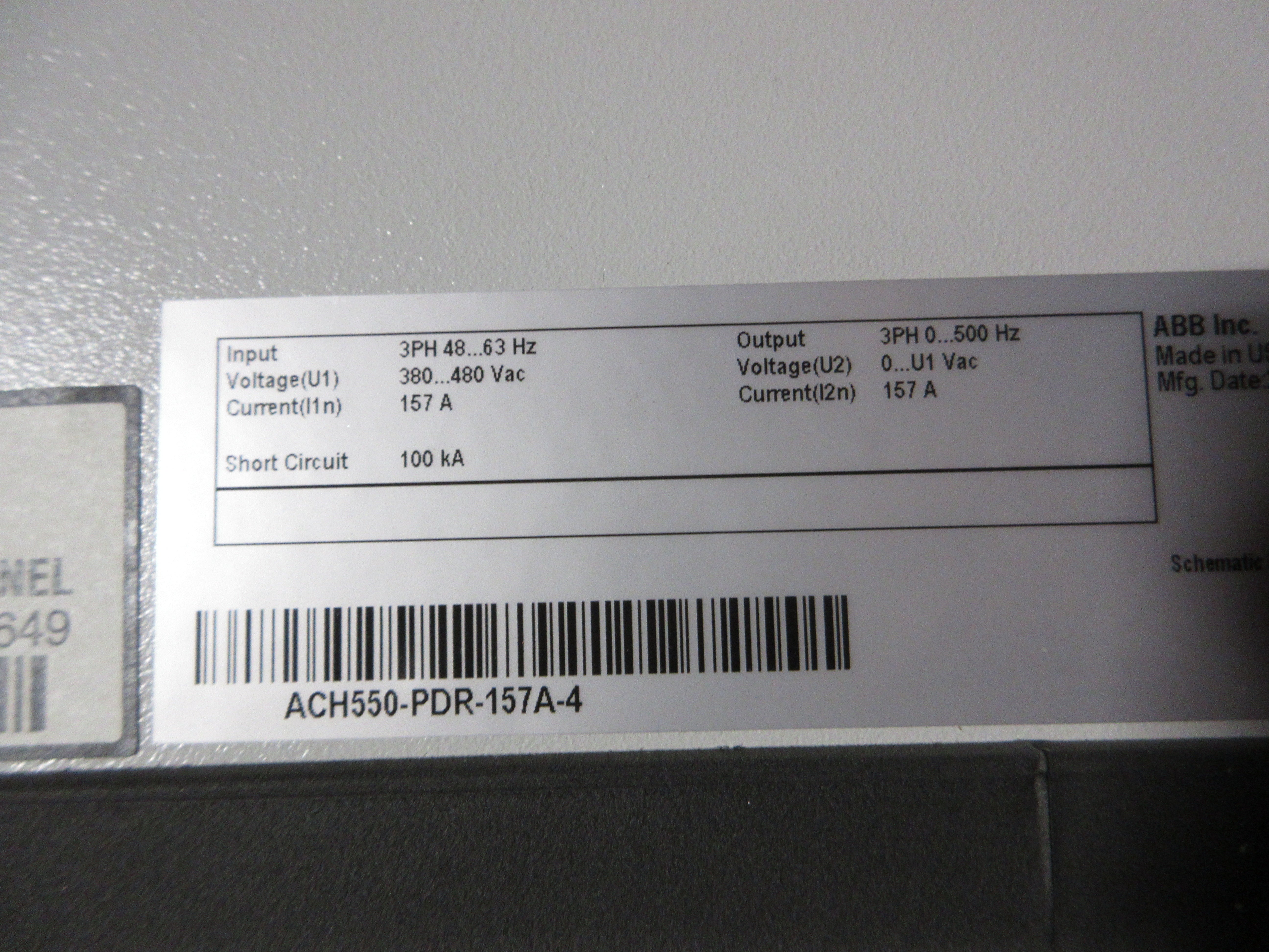 ABB ACH550 AC Drive ACH550-PDR-157A-4 125HP 3Ph w/ Keypad Used