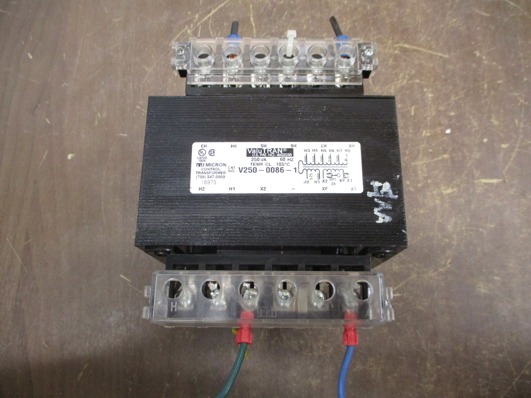 Micron ValuTRAN Control Transformer V250-0086-1 250VA Pri: 208-480V 60Hz Used