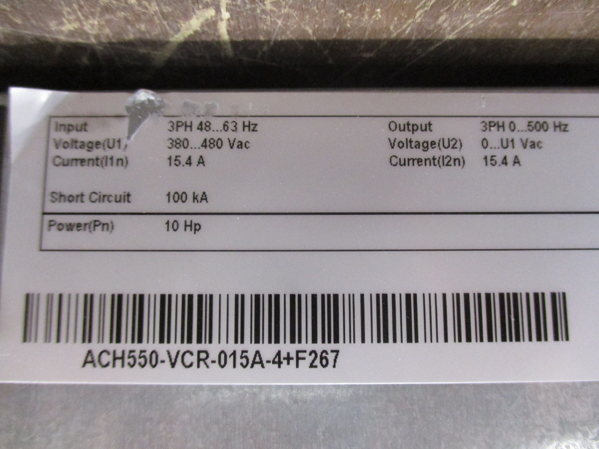 ABB ACH550 AC Drive w/ Bypass ACH550-VCR-015A-4+F267 10HP 3Ph w/ Keypad Used