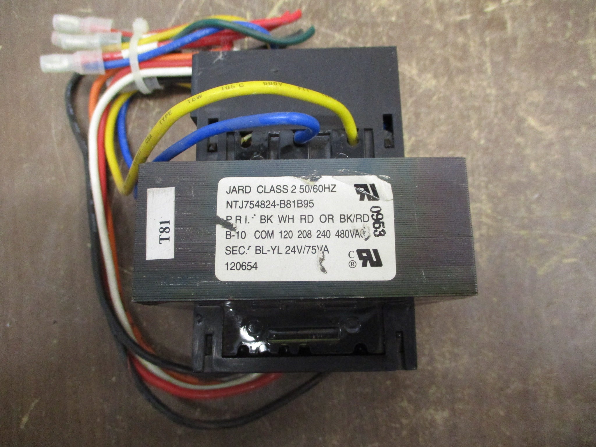 Jard Transformer NTJ754824-B81B95 75VA Pri: 120/208/240/480V Sec: 24V 50/60Hz