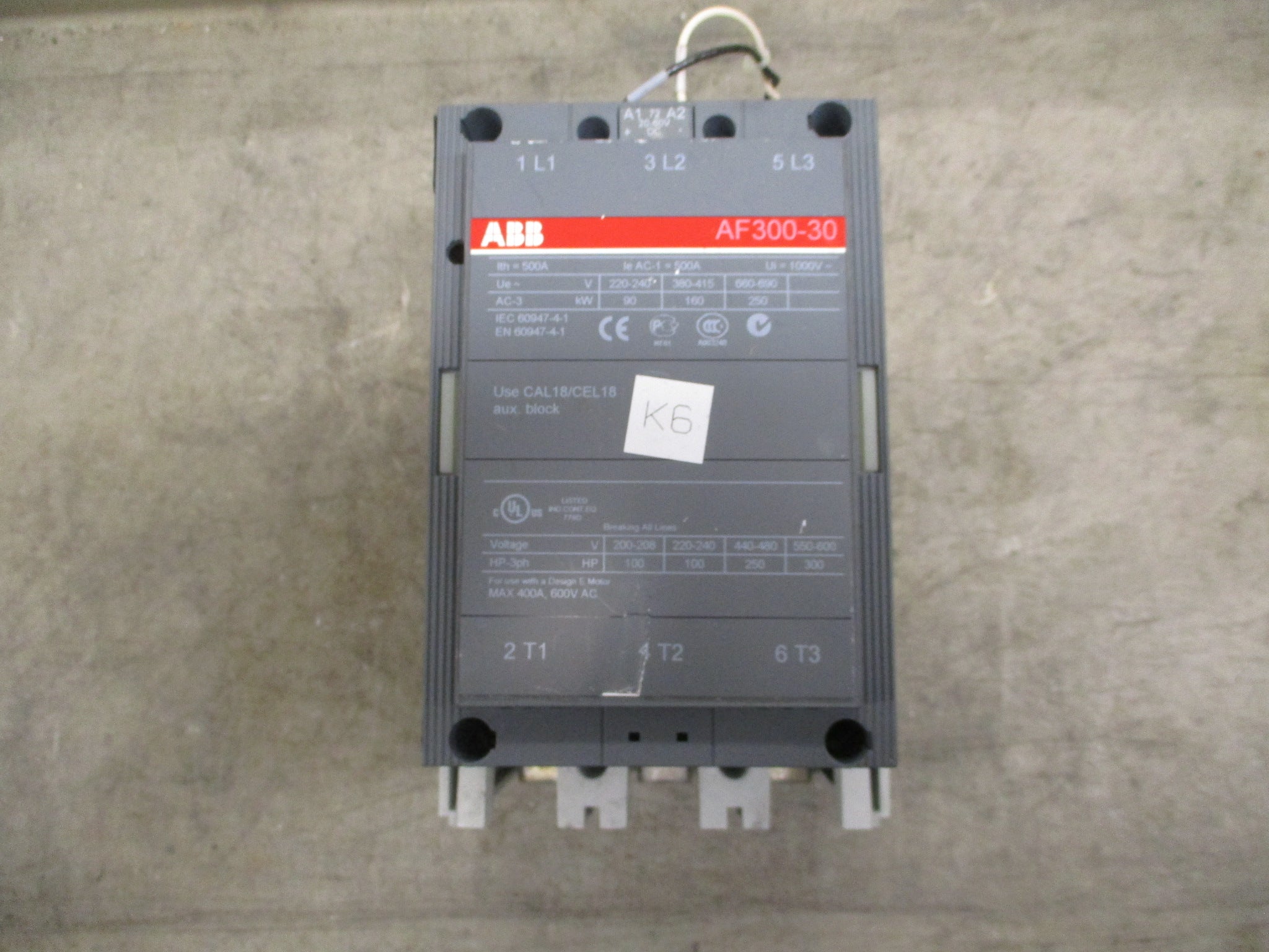 ABB Contactor AF300-30 20-60VDC Coil 400A 600V Used