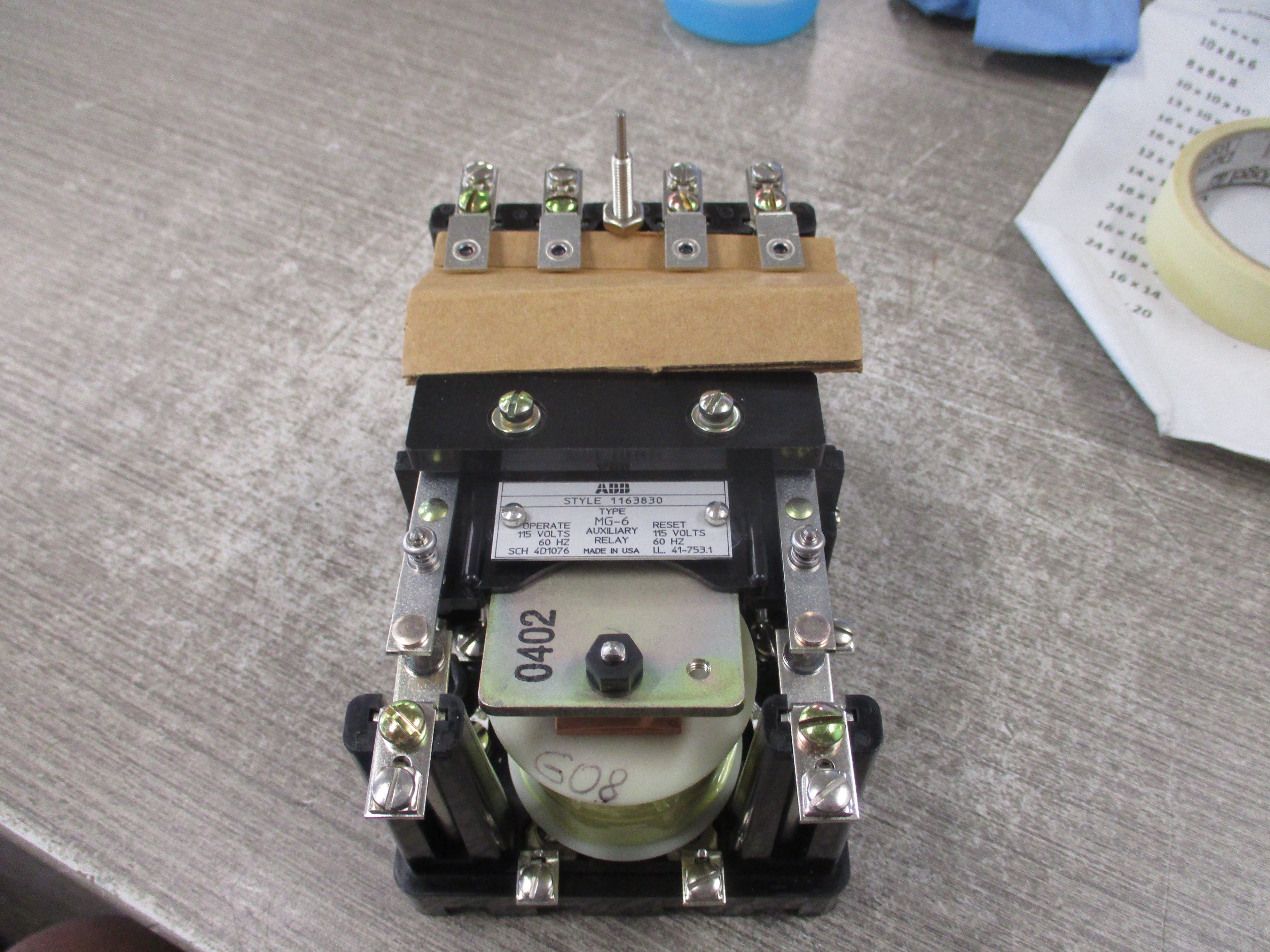 ABB MG-6 Auxiliary Relay 1163830 Operate: 115VAC 60Hz Reset: 115VAC 60Hz New Surplus