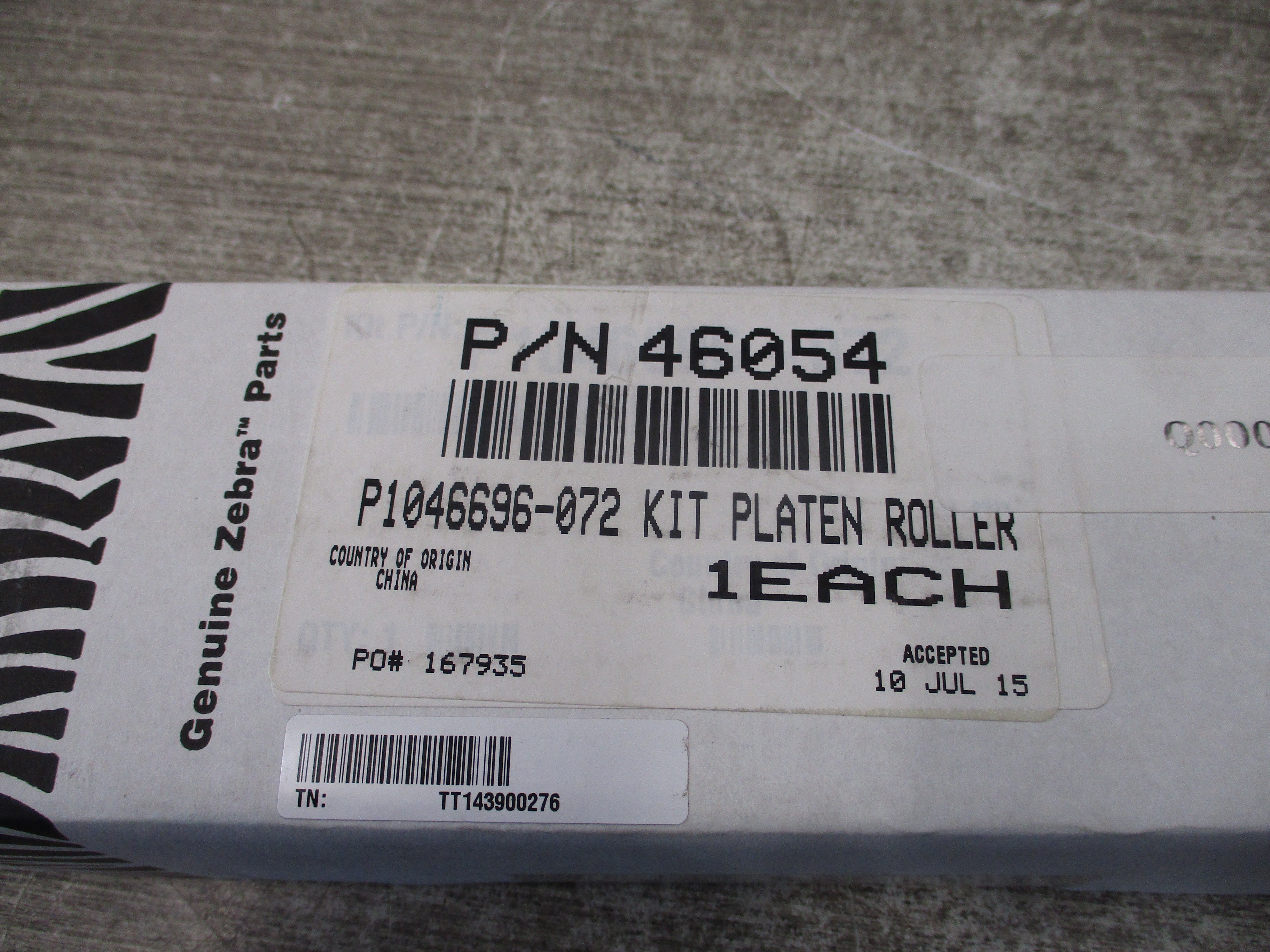 Zebra Platen Roller Kit 46054 New Surplus