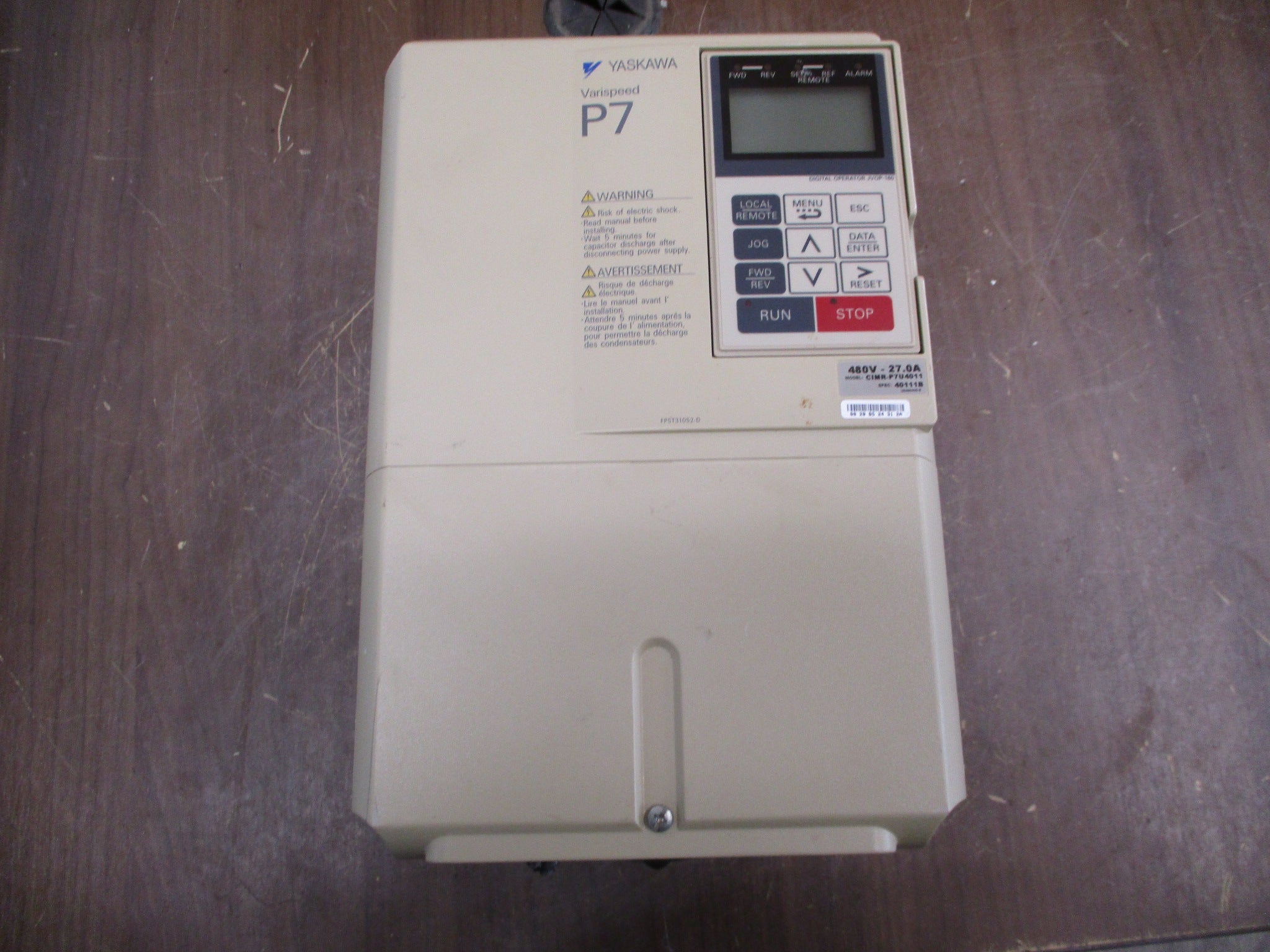 Yaskawa Varispeed P7 AC Drive CIMR-P7U4011 20HP 3Ph w/ Keypad Used