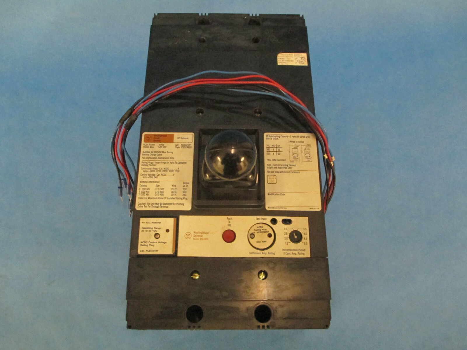 Westinghouse DC Circuit Breaker NCDC312F1 NCDC Frame 1200A 500VDC New Surplus